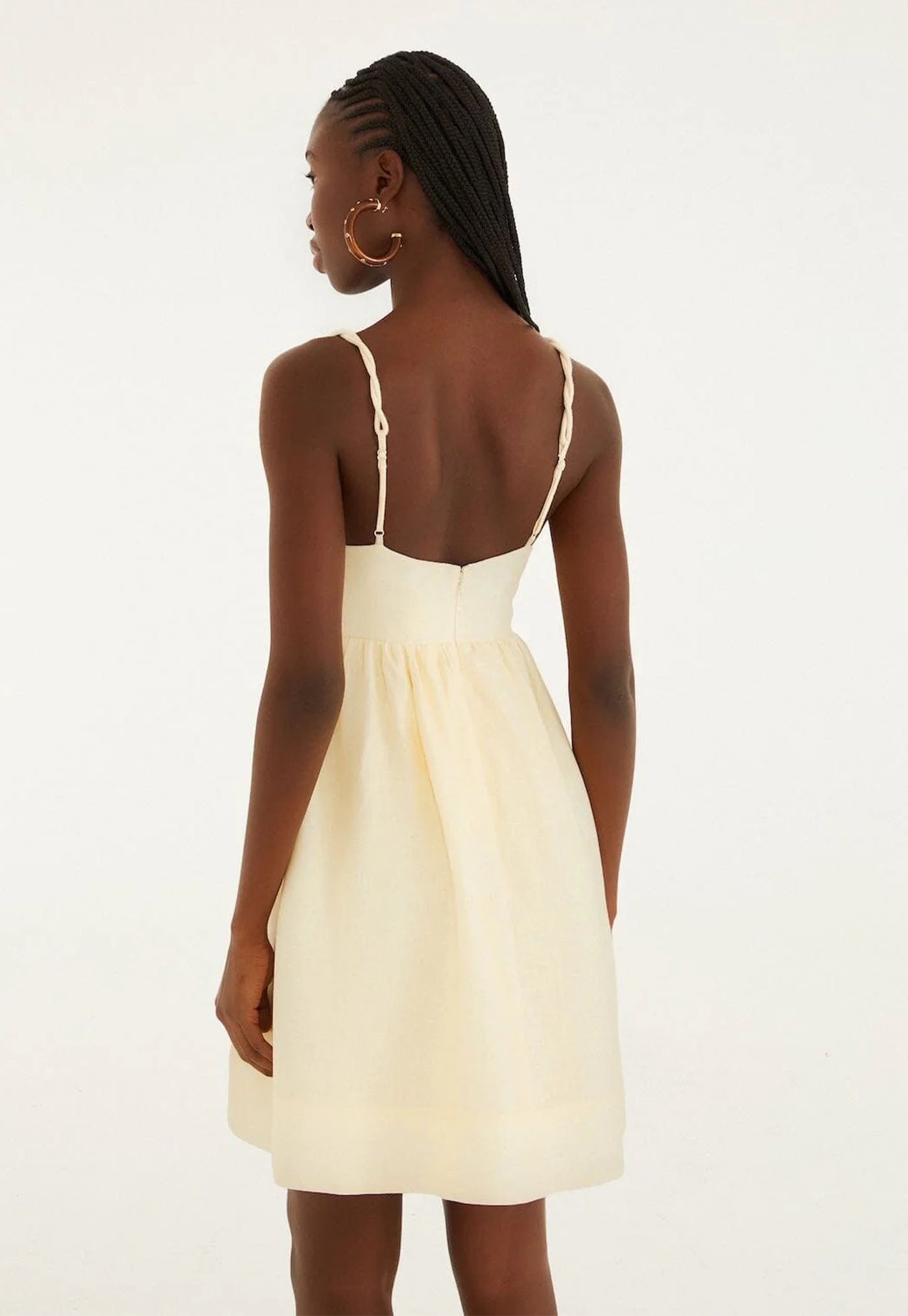 Coconut Tree Embroidered Mini Dress - Sand