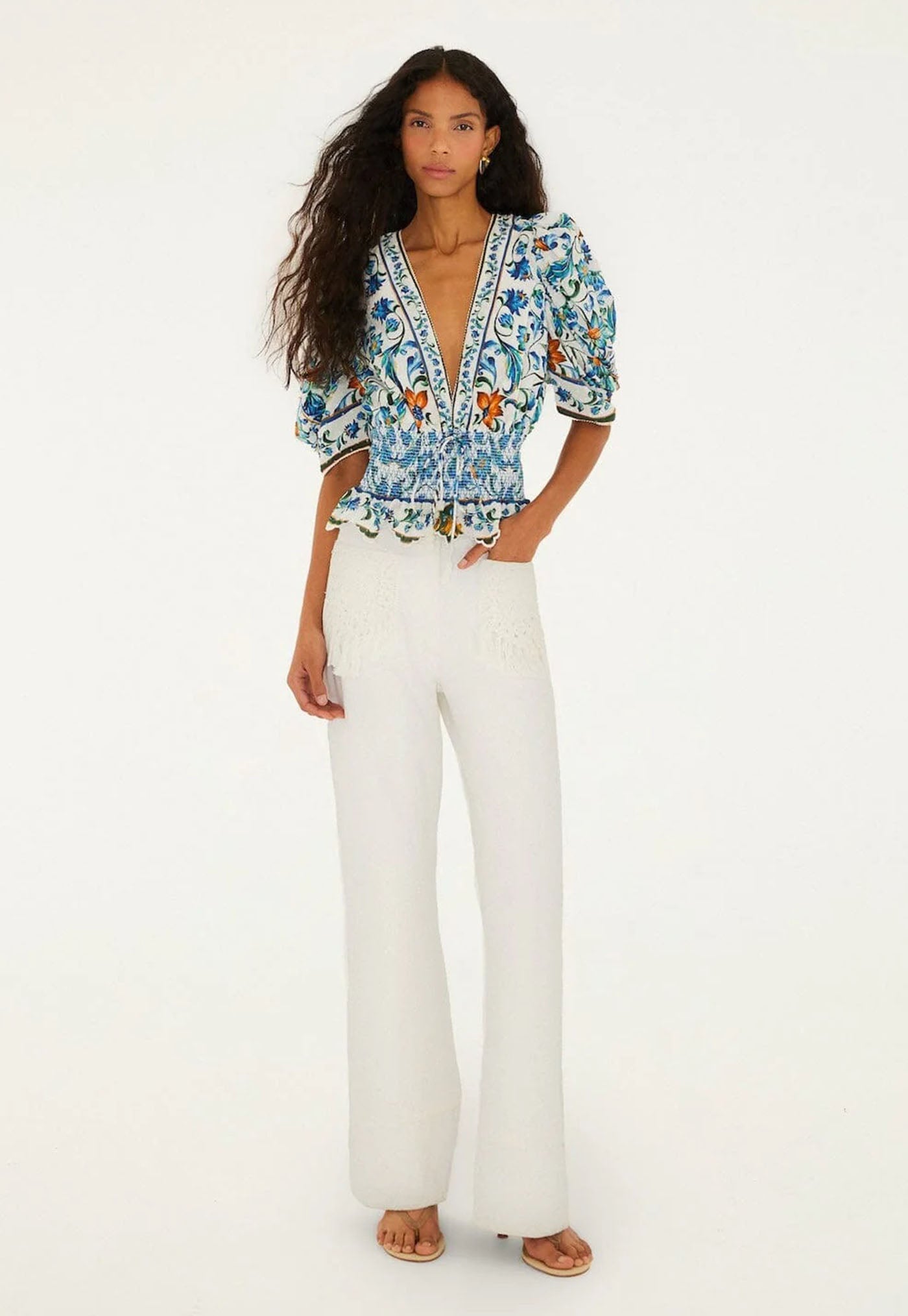 Flora Tile Blouse - Off White