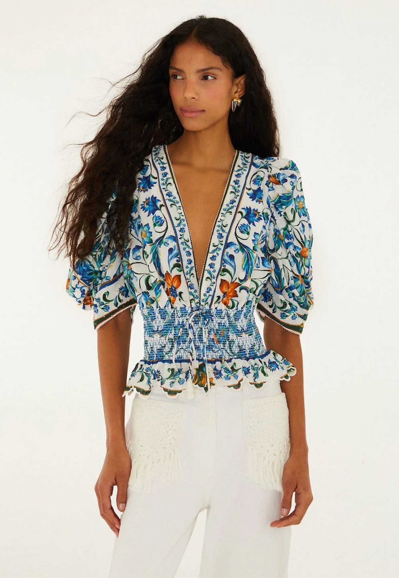 Flora Tile Blouse - Off White