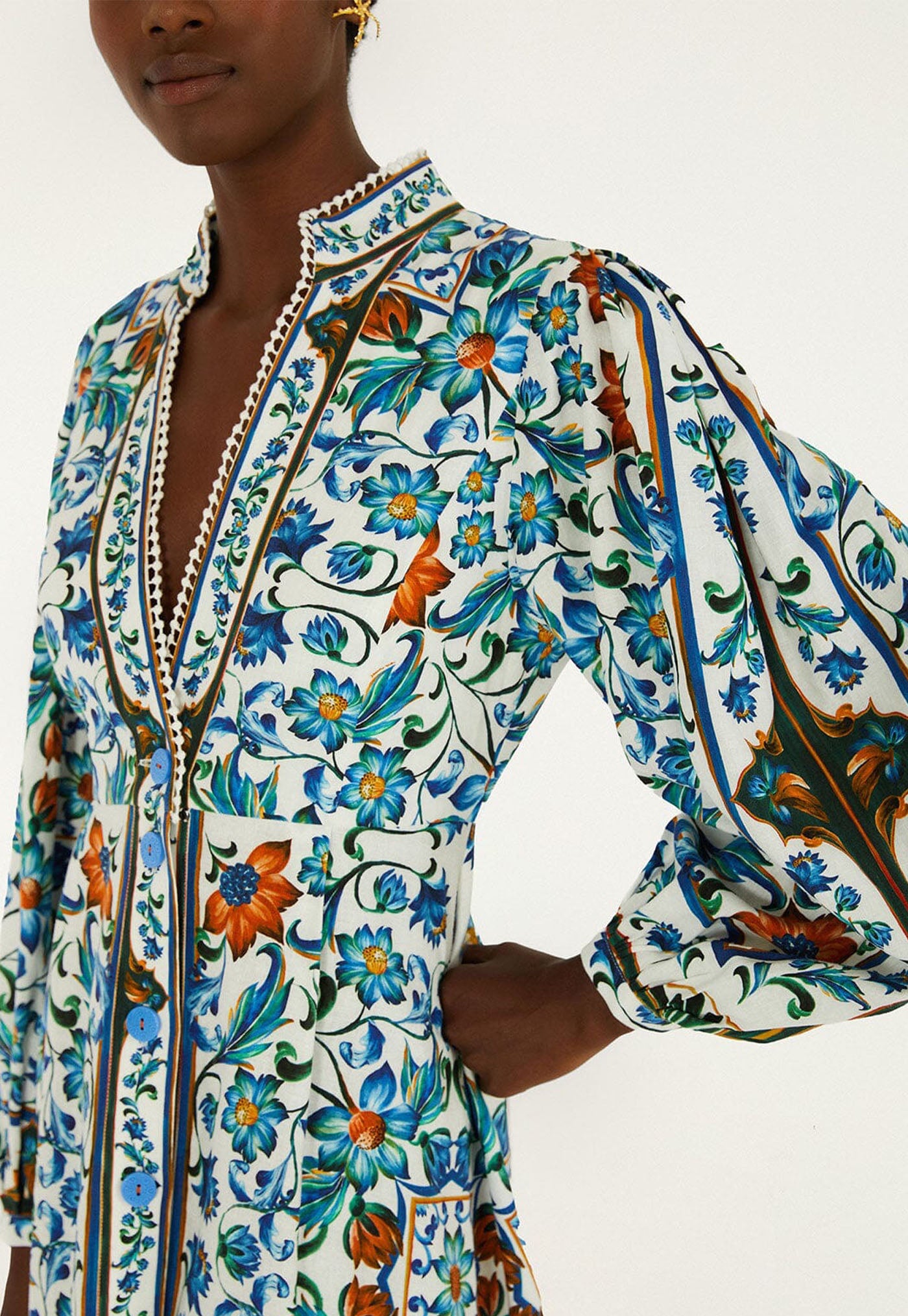 Flora Tile Maxi Dress - Off White