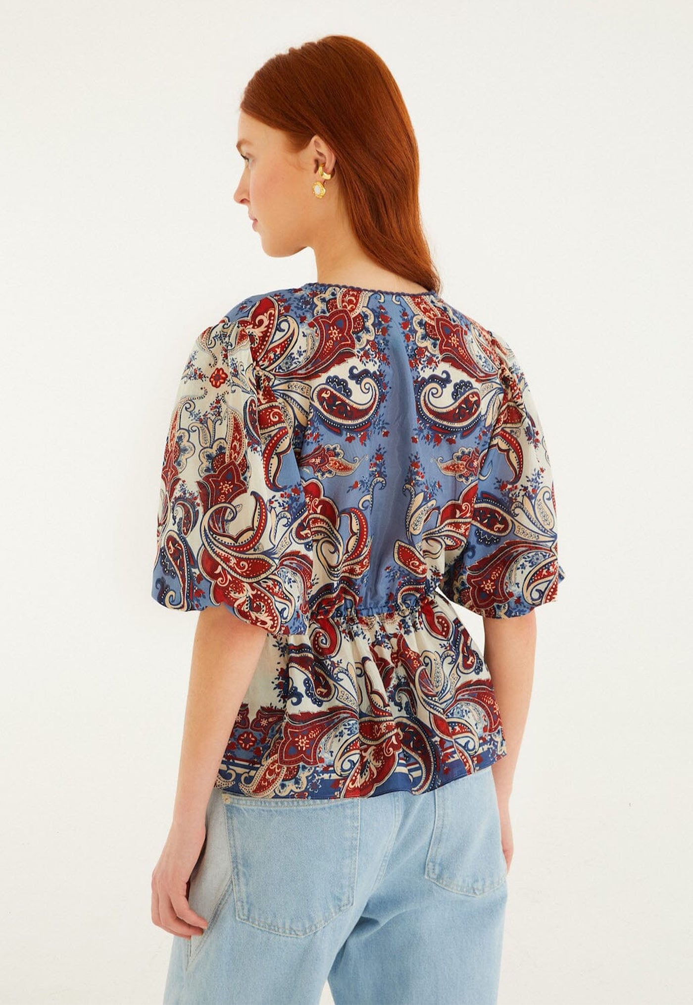 Paisley Scarf Blouse - Cream