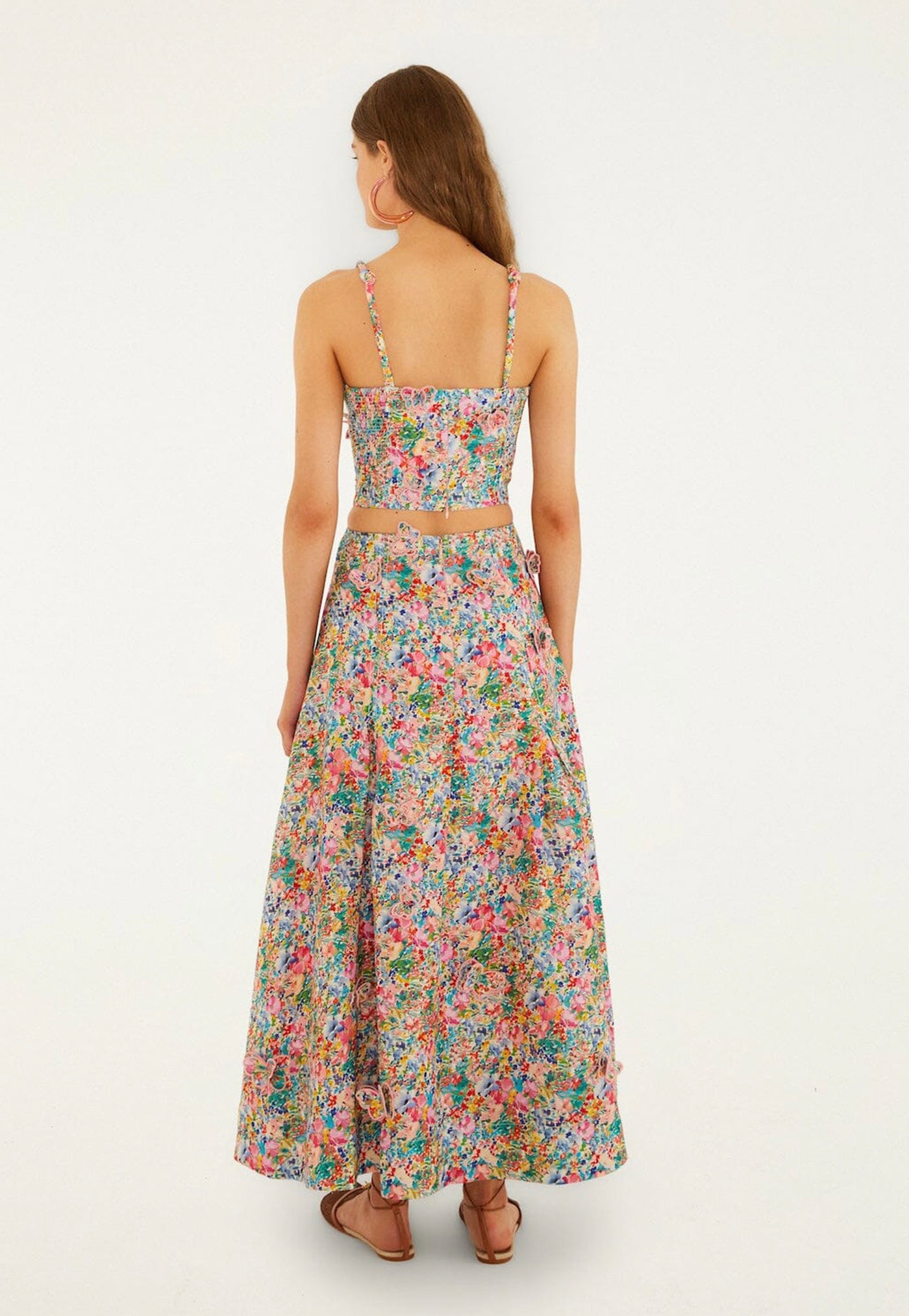 Peasant Floral Top - Off White Butterflies