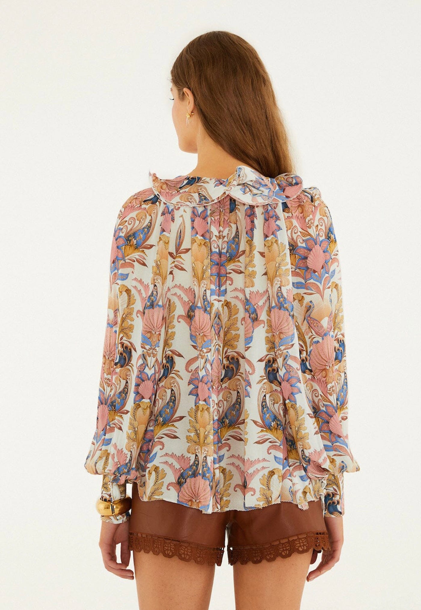Sea Garden Ruffled Long Sleeve Blouse  - Off White