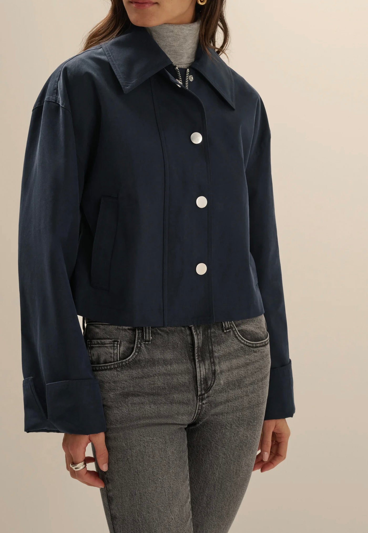 The Rue Cropped Trench - Navy