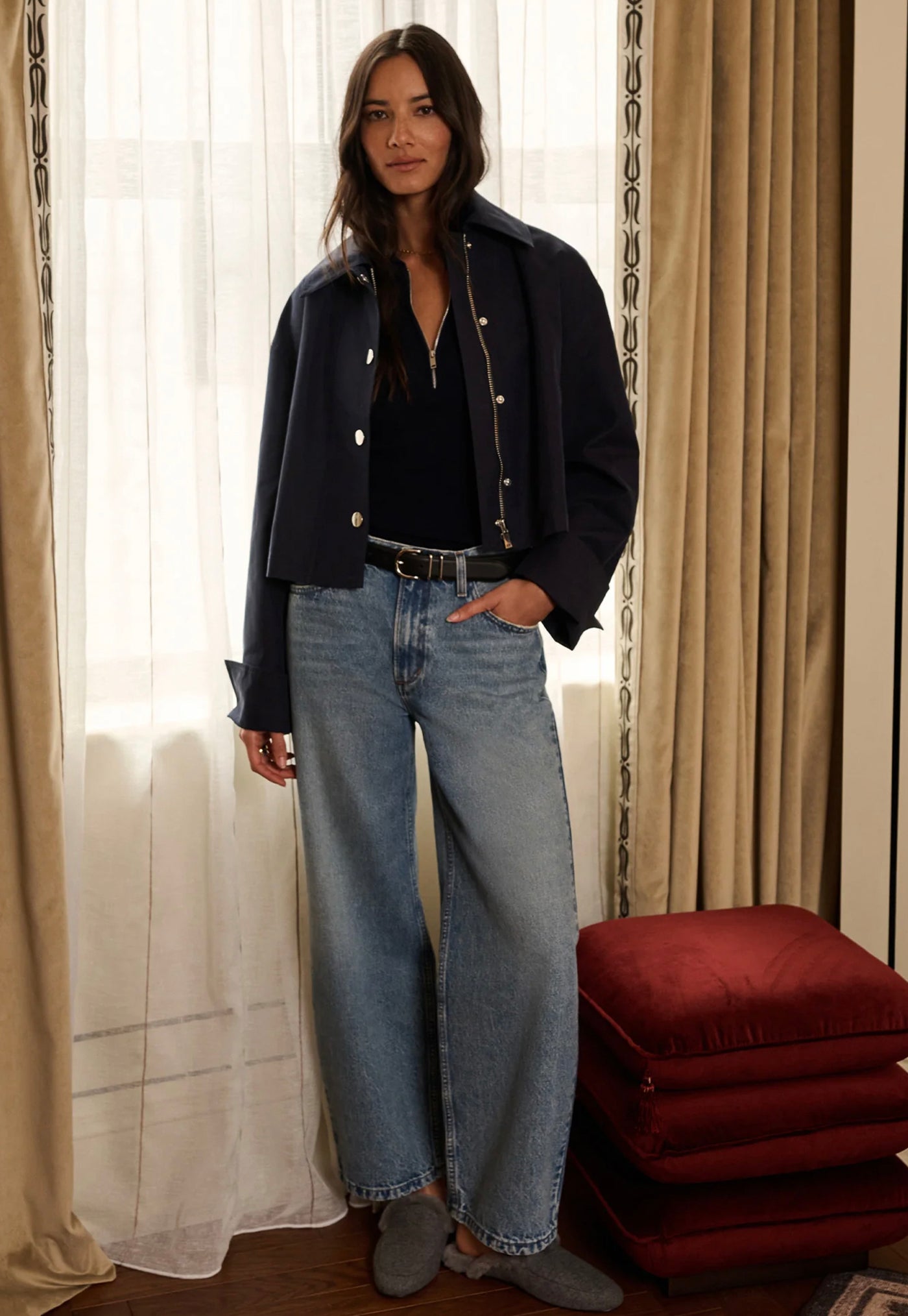 The Rue Cropped Trench - Navy