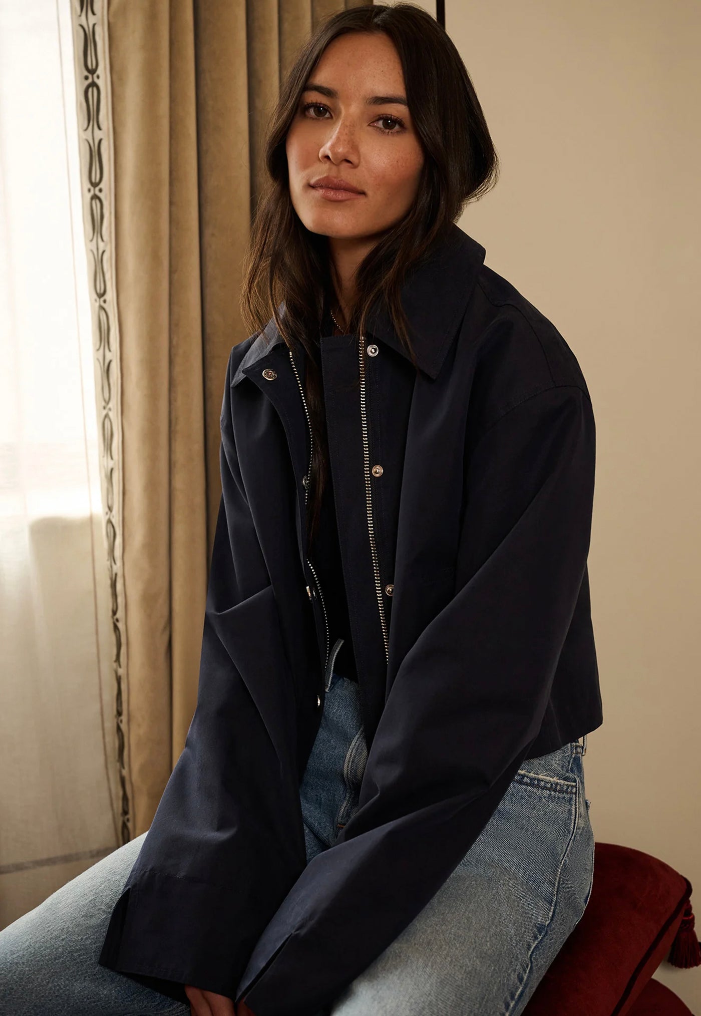 The Rue Cropped Trench - Navy