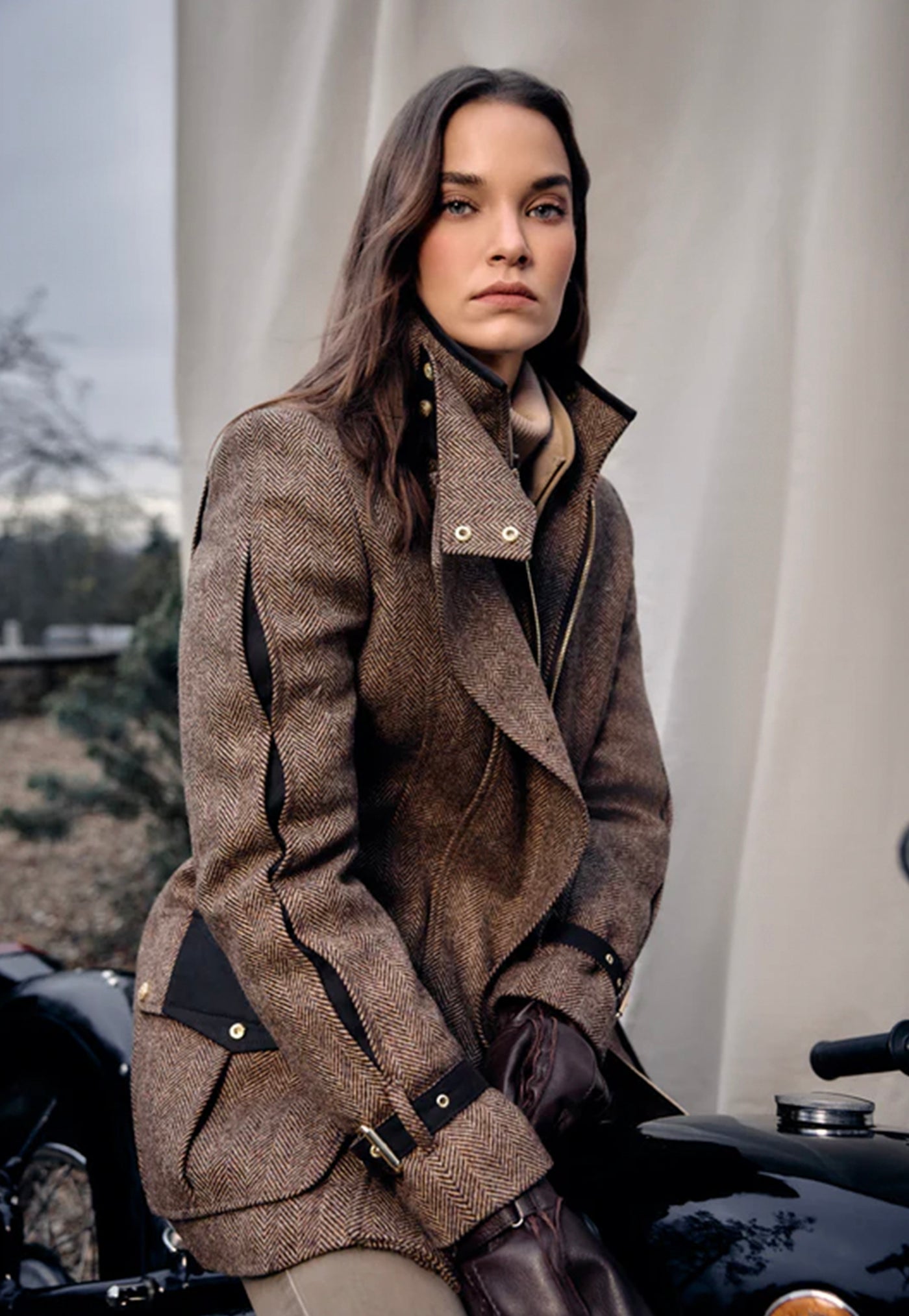 Balmoral Field Coat - Large Scale Brown Herringbone