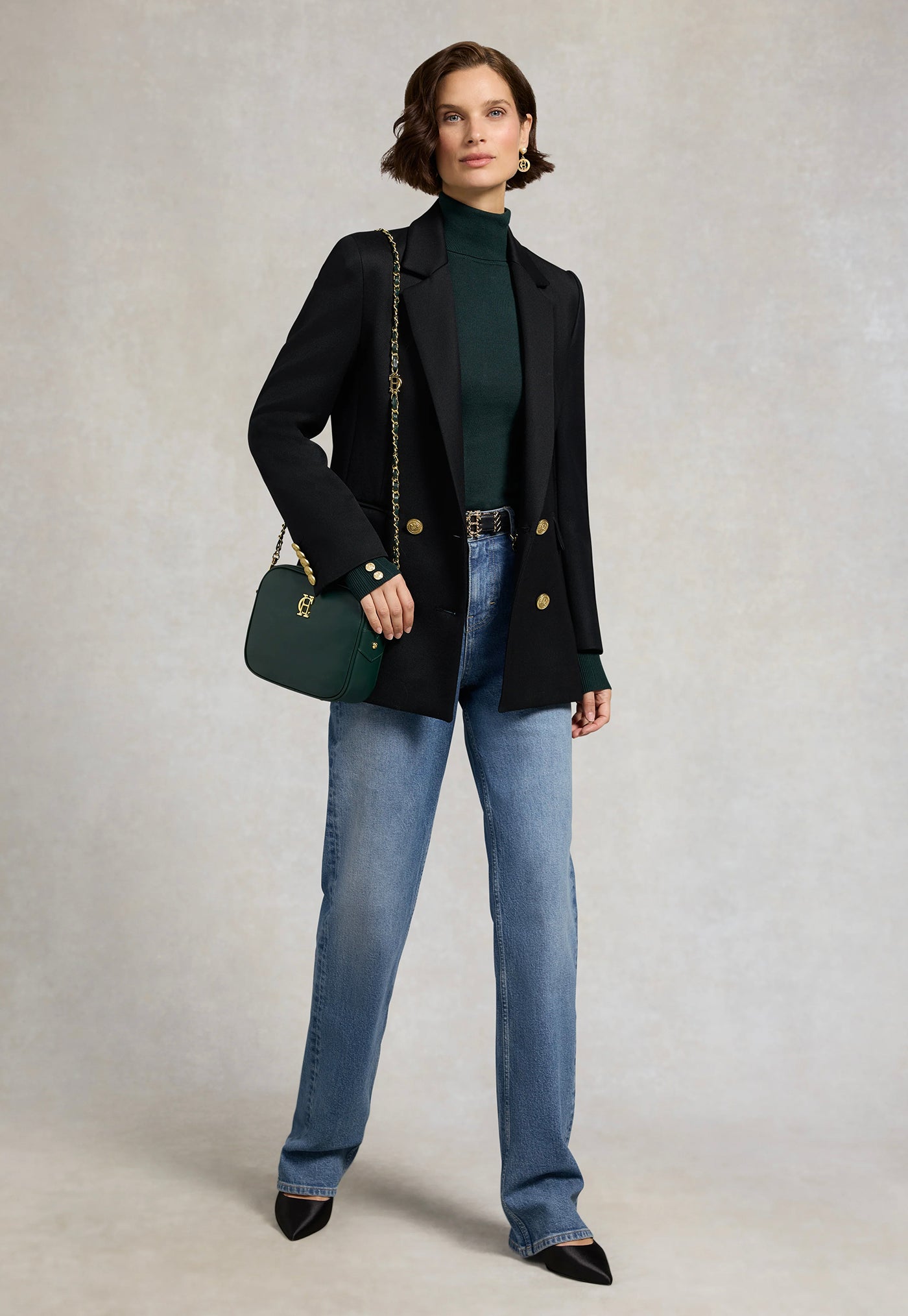 Buttoned Knit Roll Neck - Deep Emerald