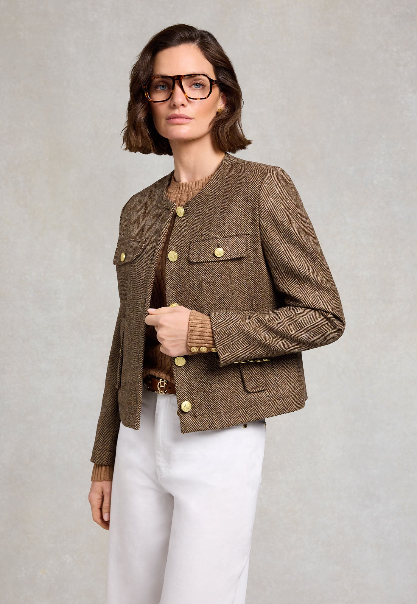 Chelsea Jacket - Large Scale Brown Herringbone