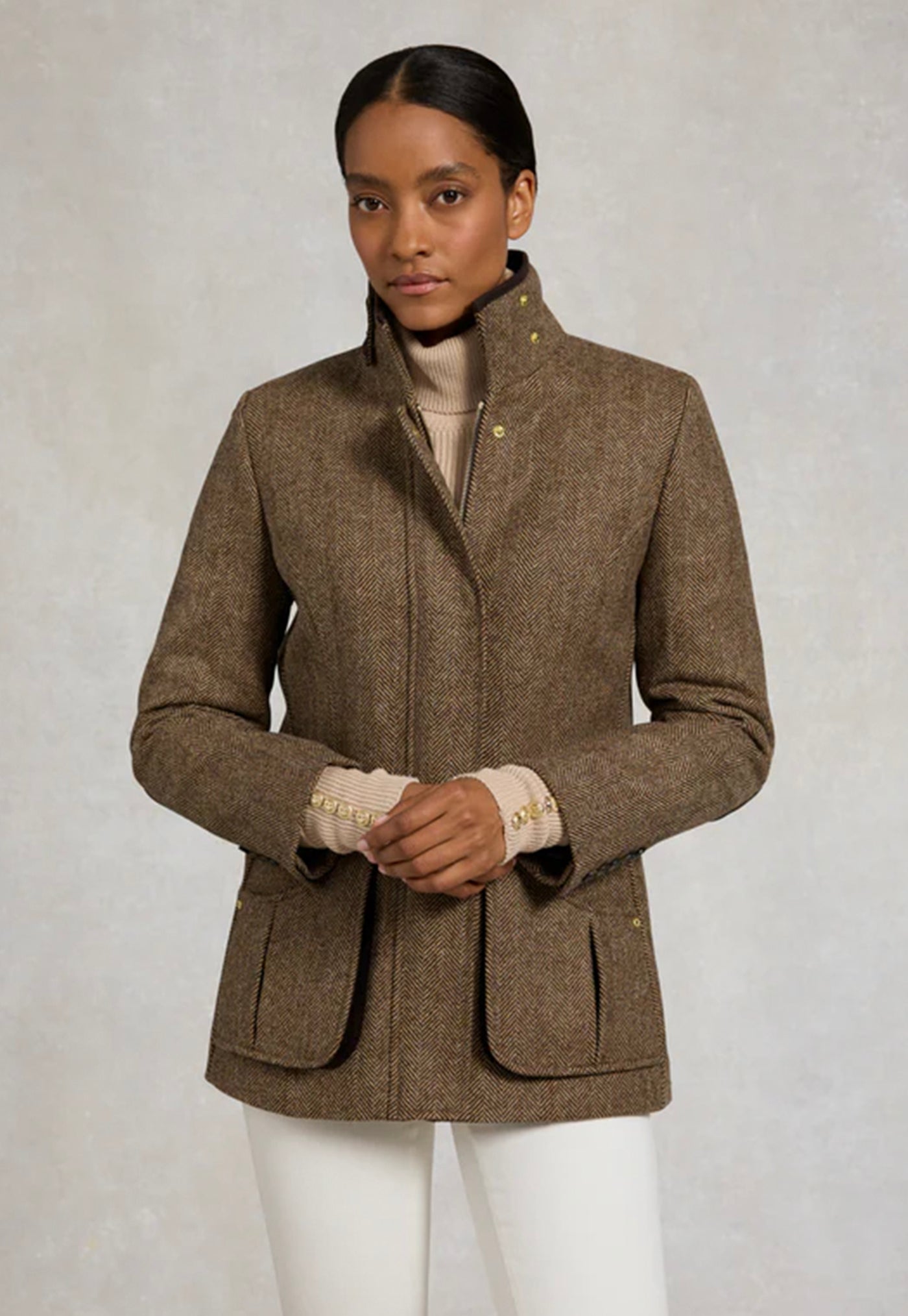 Country Classic Jacket - Large Scale Brown Herringbone