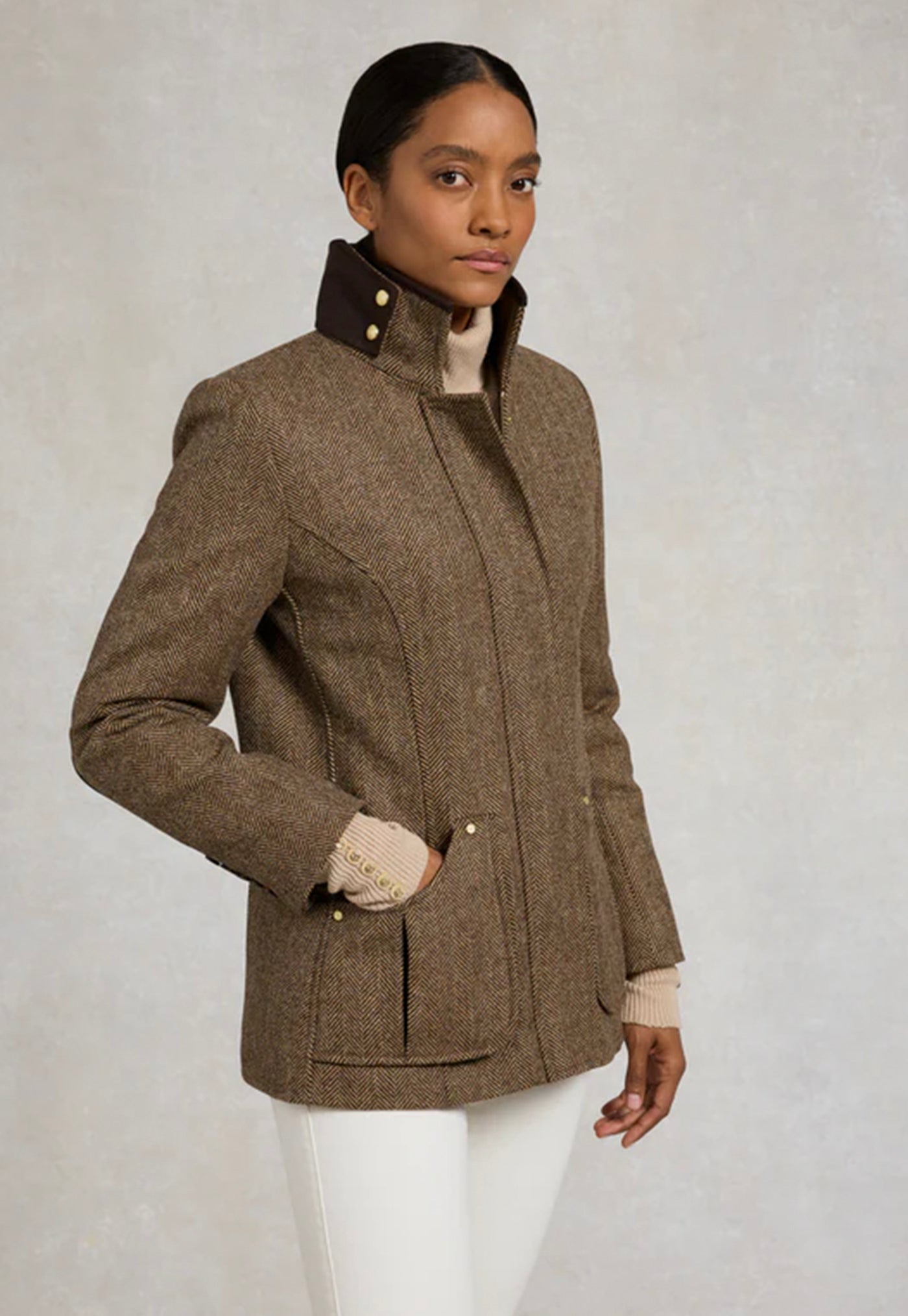 Country Classic Jacket - Large Scale Brown Herringbone