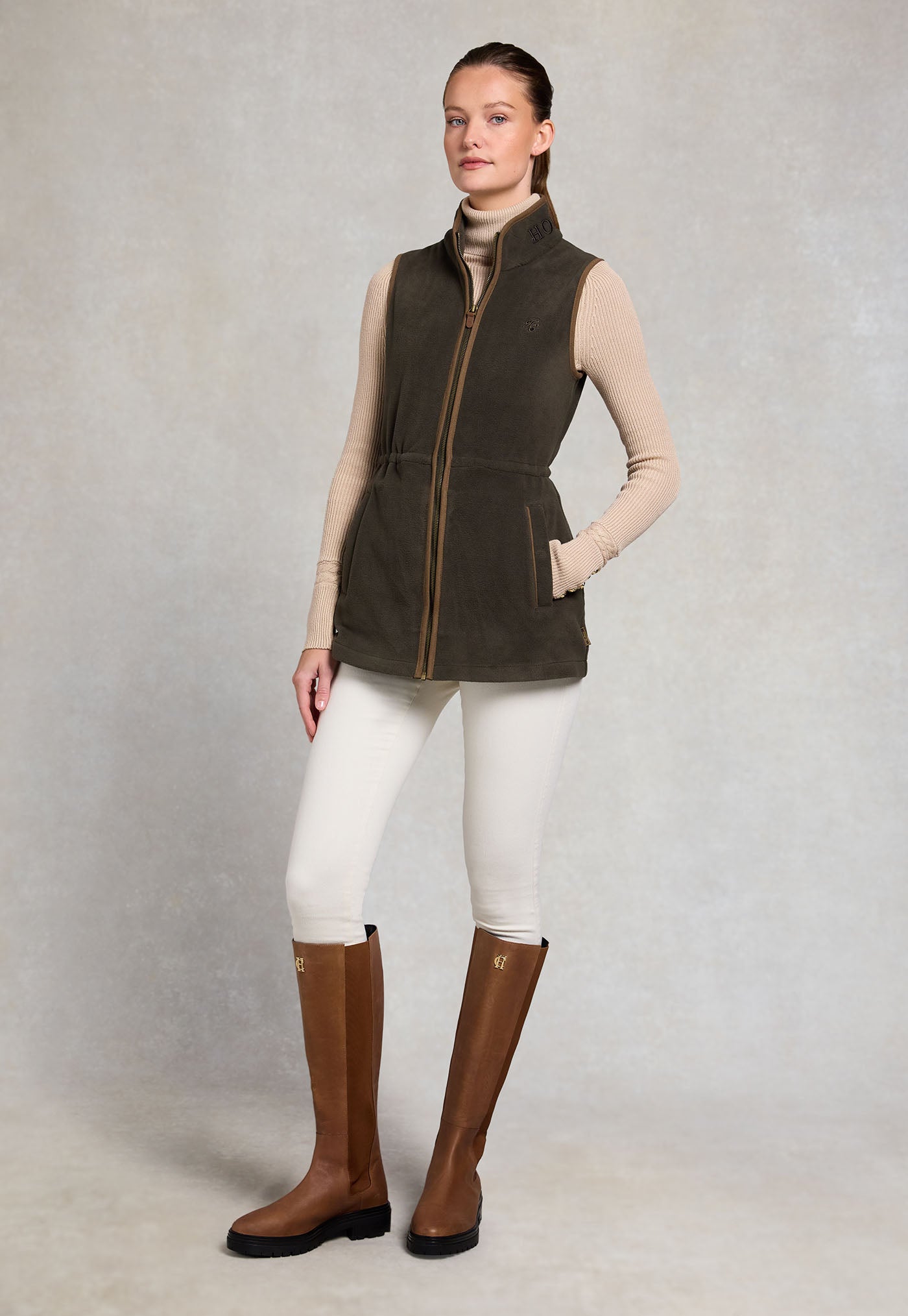Country Longline Fleece Gilet - Khaki