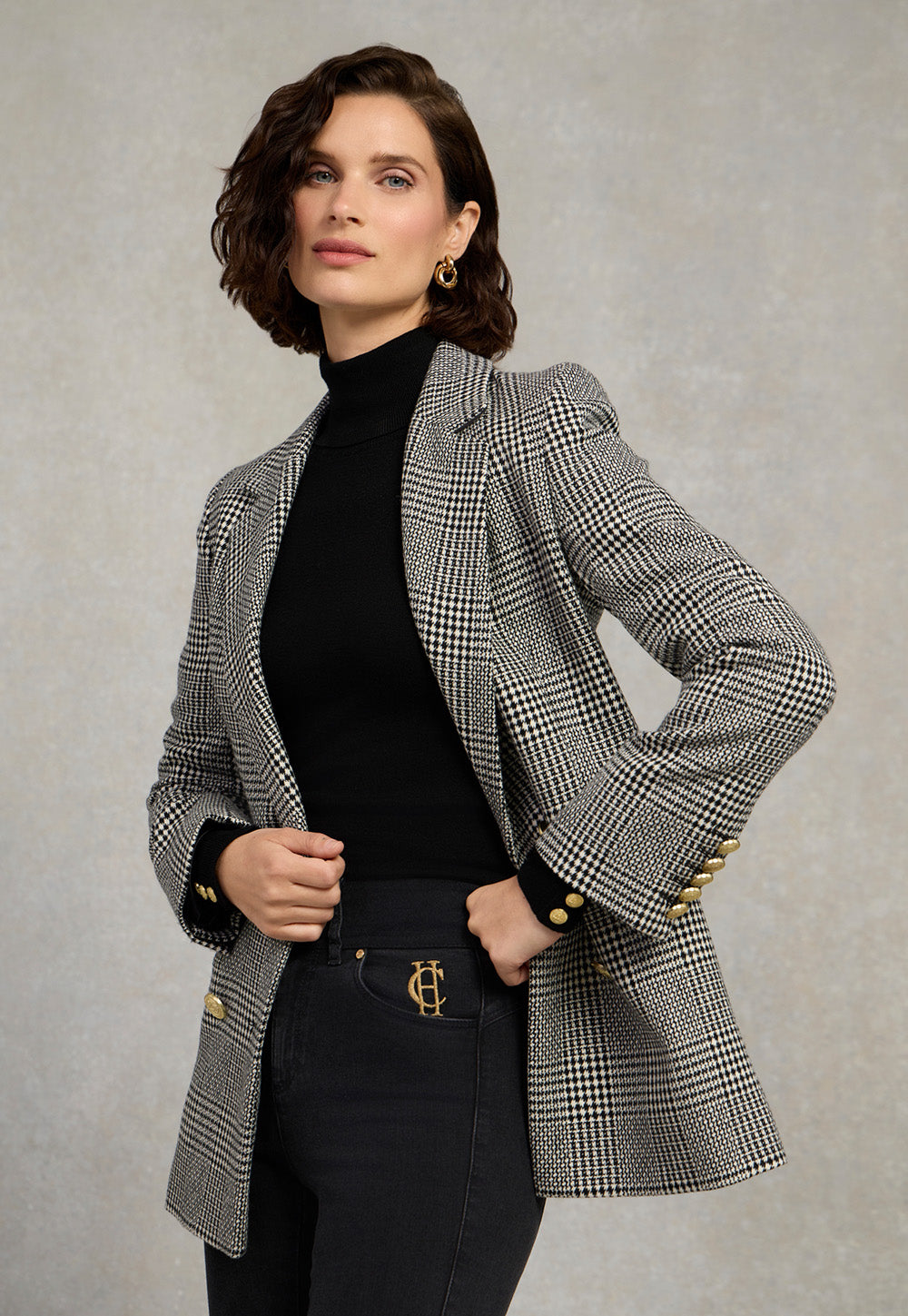 Double Breasted Blazer - Prince of Wales  Mono