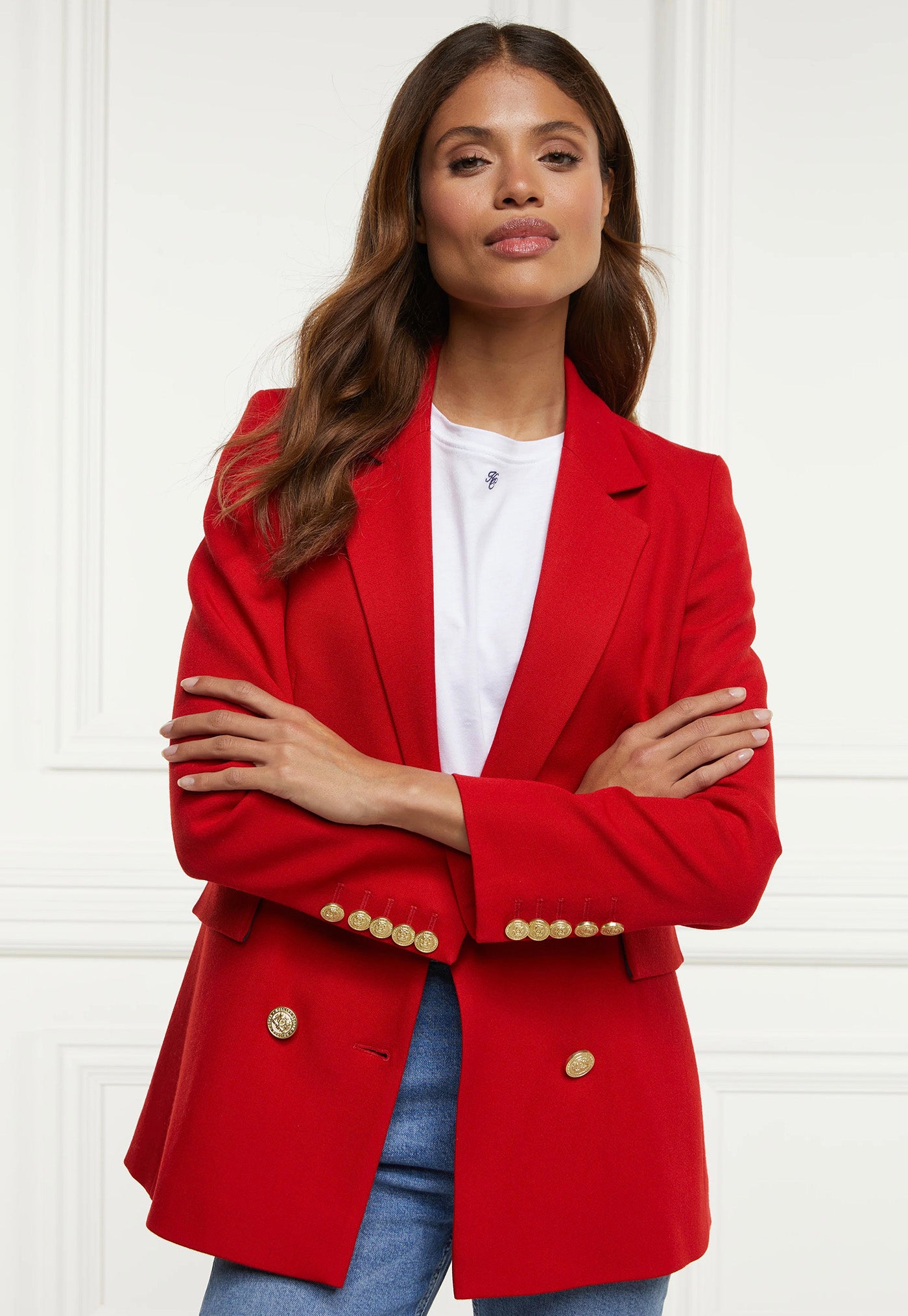 Double Breasted Blazer - Red Barathea