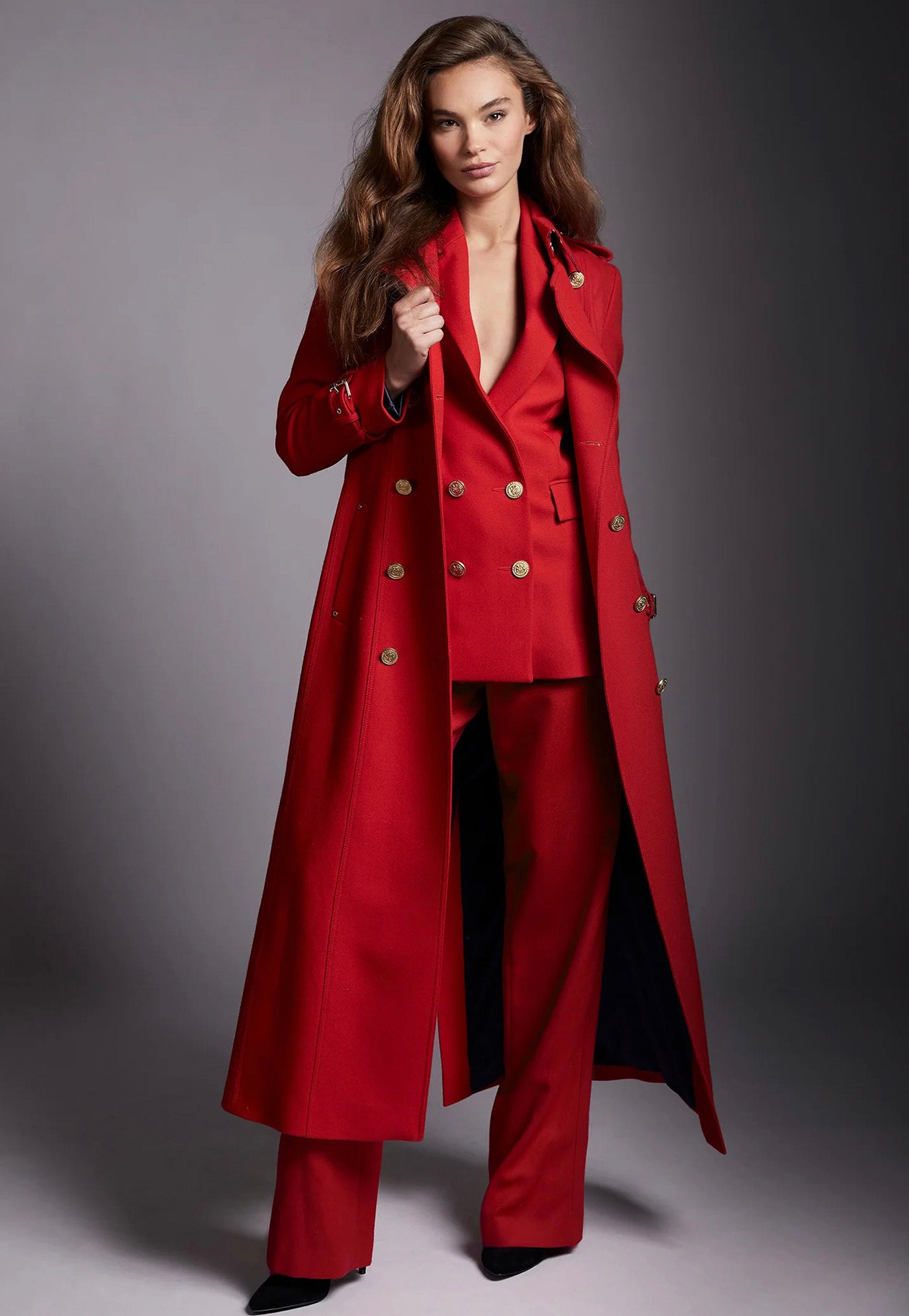 Double Breasted Blazer - Red Barathea