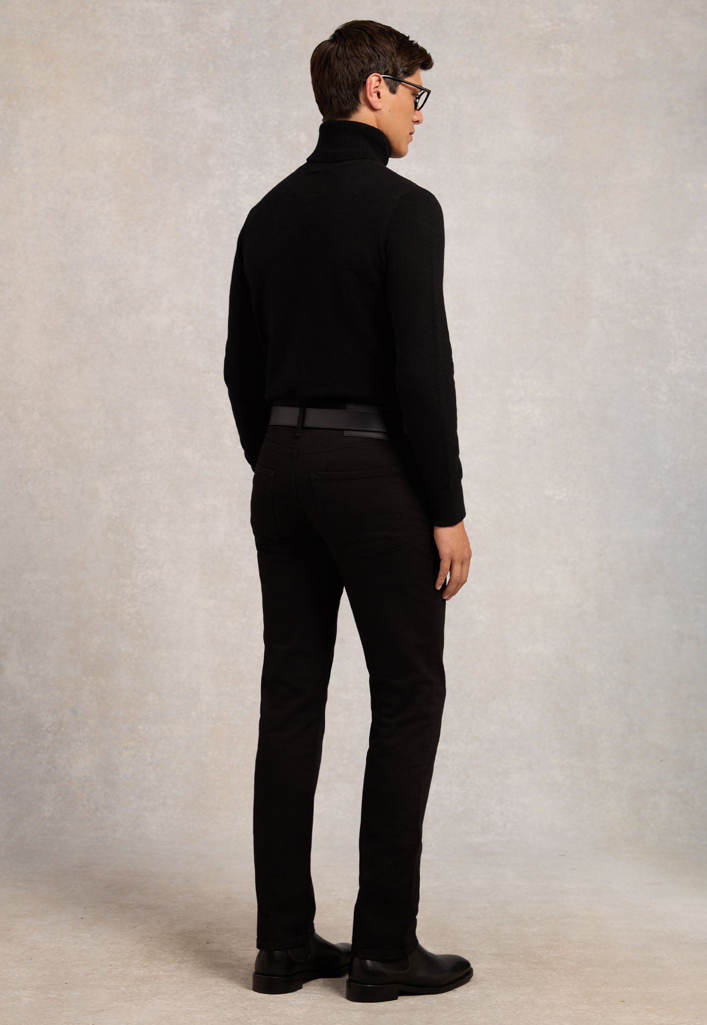 Men's Fine Roll Neck Knit - Black