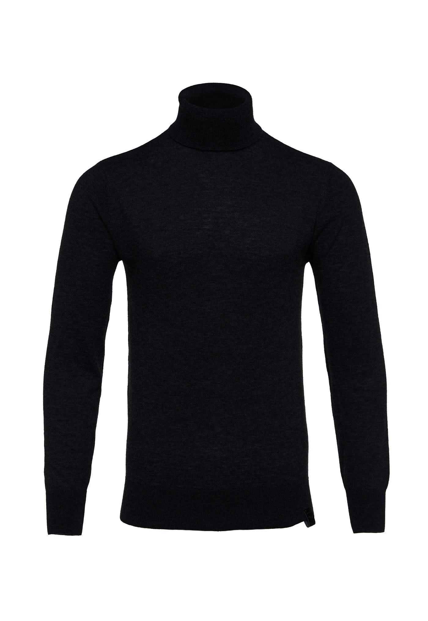Men's Fine Roll Neck Knit - Black