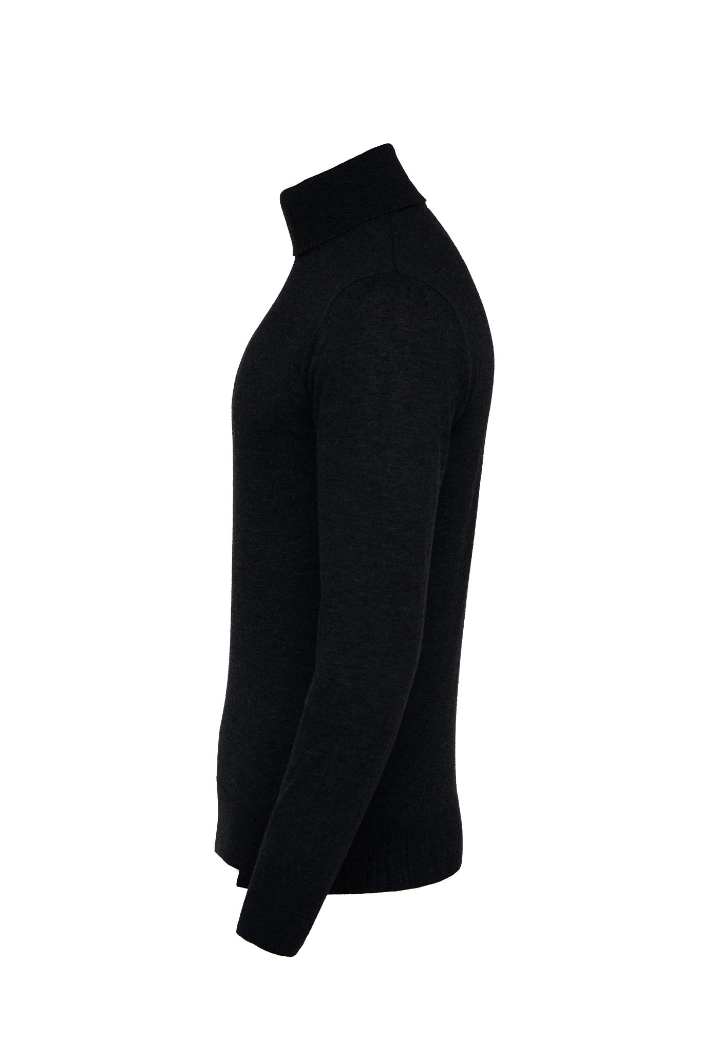 Men's Fine Roll Neck Knit - Black