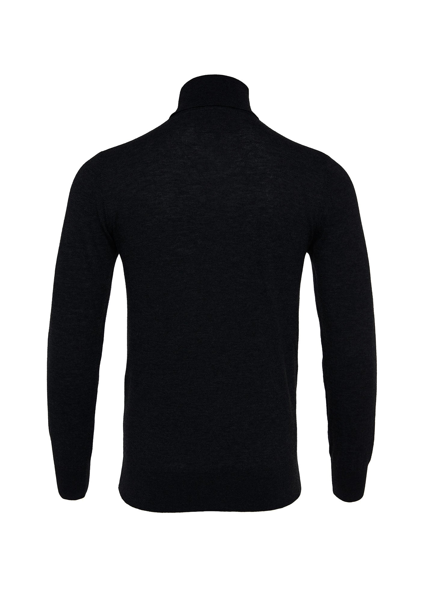 Men's Fine Roll Neck Knit - Black