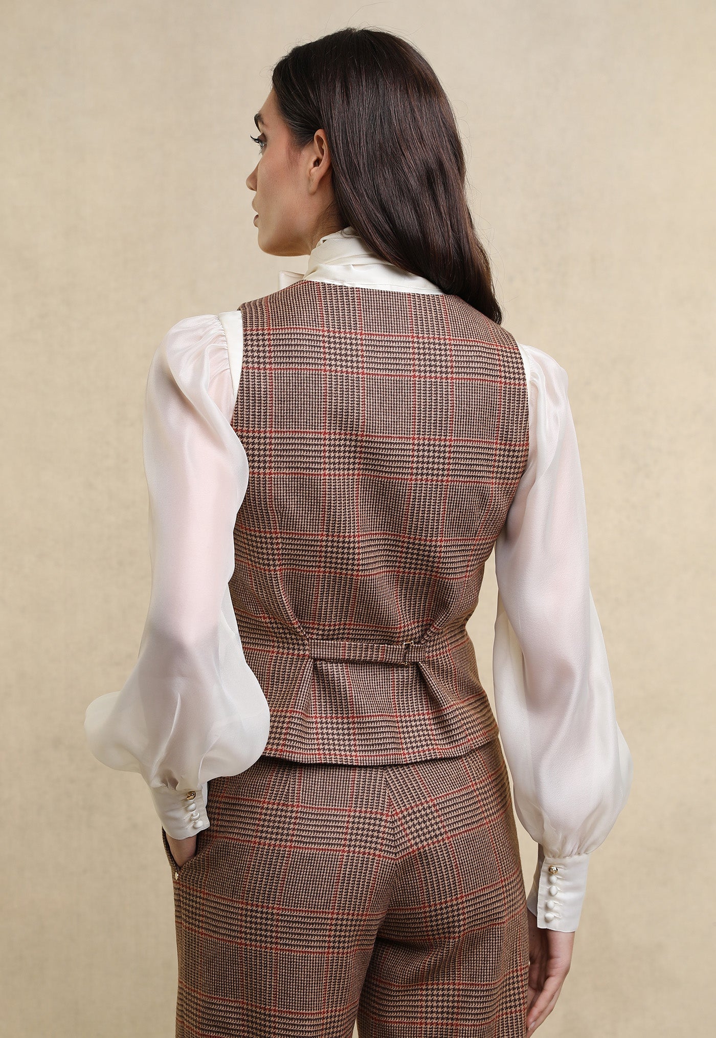 Hampton Waistcoat - Clarence Check Merlot