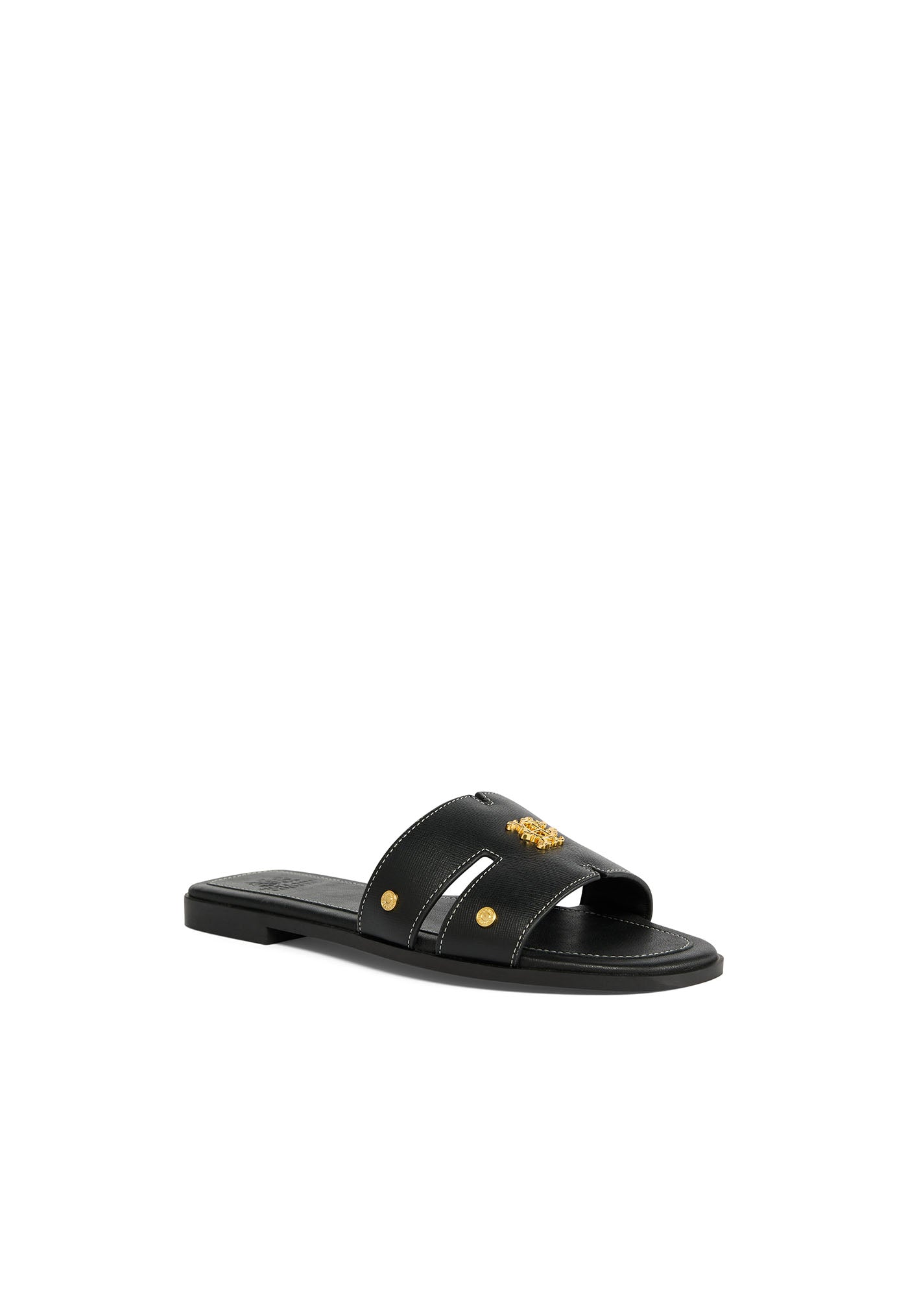 Heraldic Monogram Slides - Black Saffiano