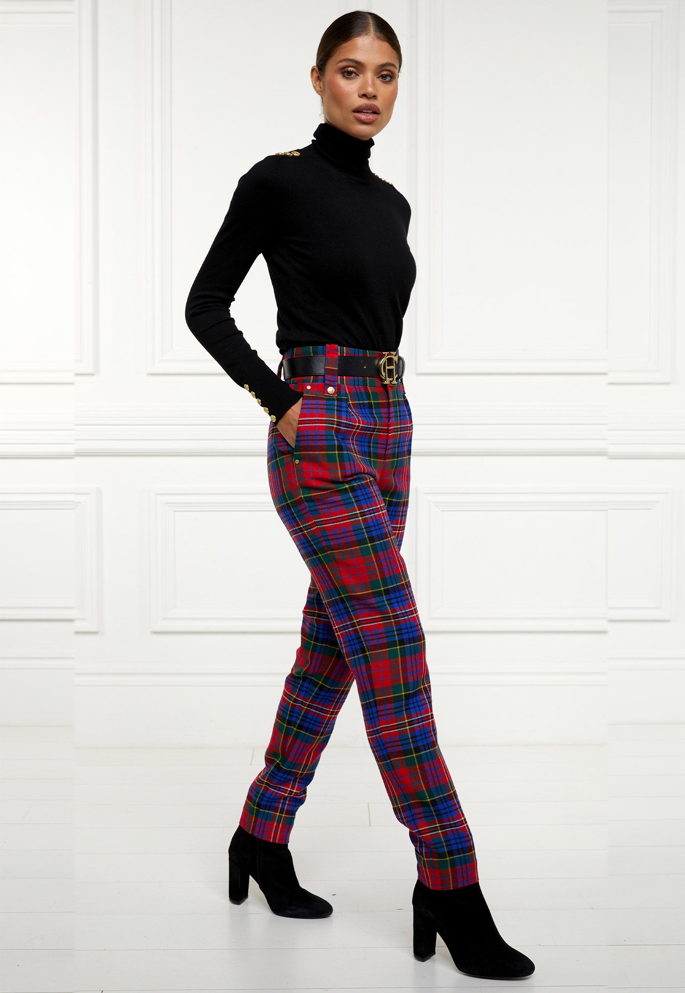 High Waisted Peg Trouser - Macpherson Tarton