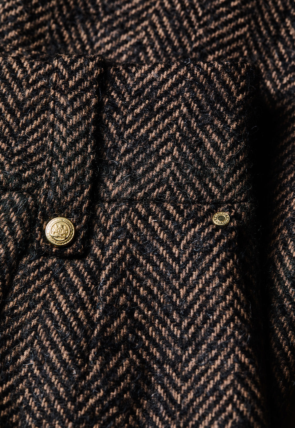 High Waisted Straight Trouser - Walnut Herringbone