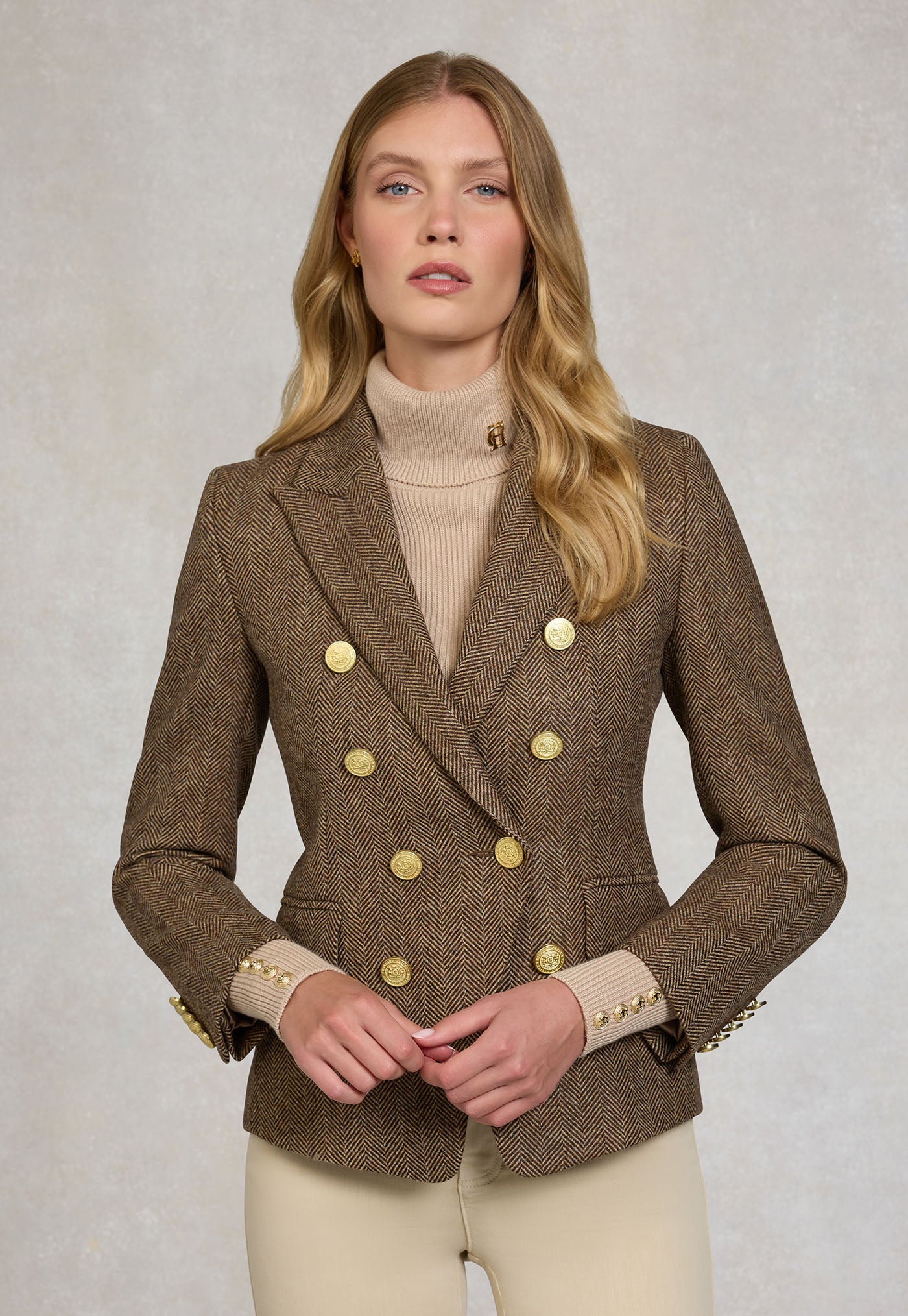 Knightsbridge Blazer - Large Scale Brown Herringbone