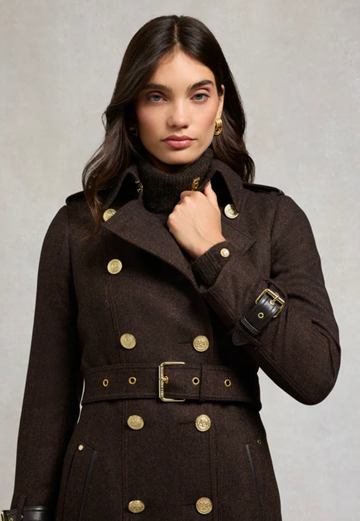 Marlborough Trench Coat - Chocolate Herringbone
