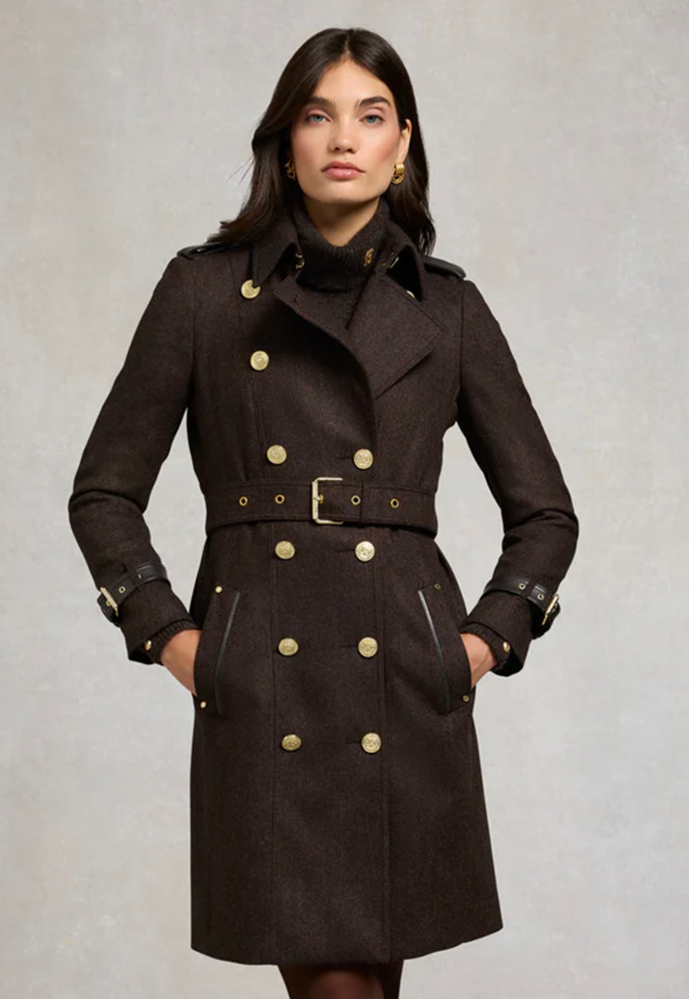 Marlborough Trench Coat - Chocolate Herringbone