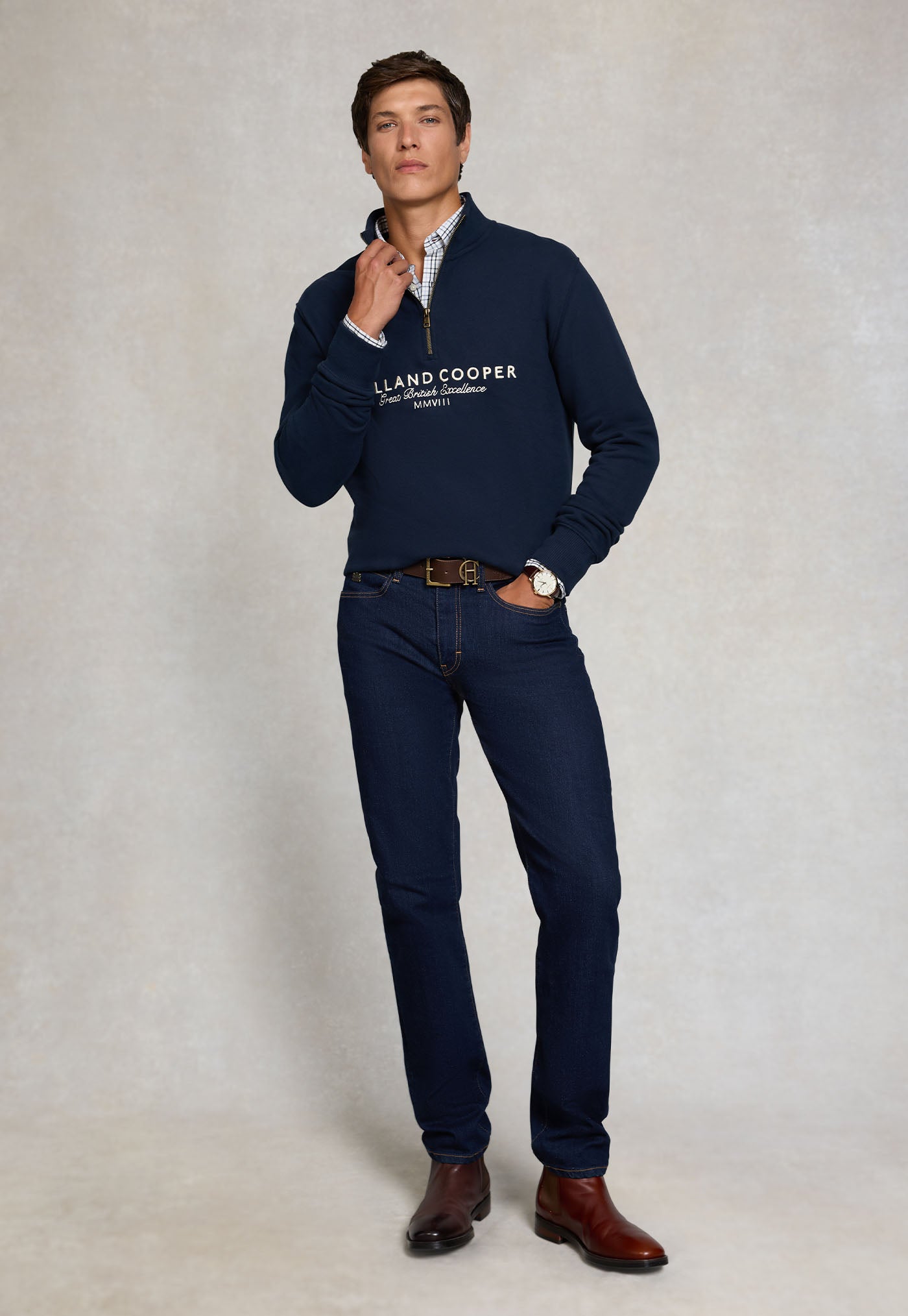 Men's Sporting Goods Zip Henley - Ink Navy