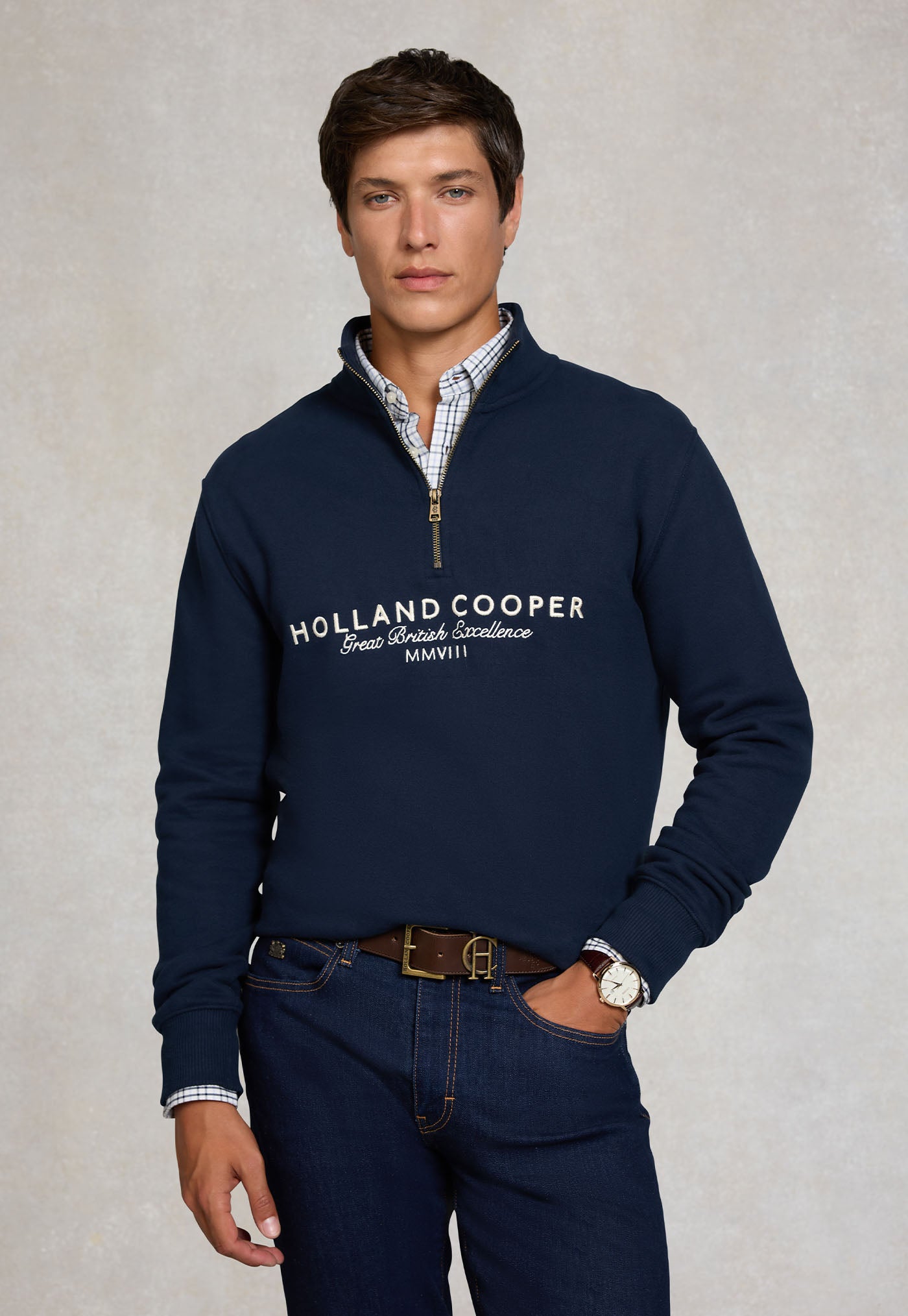 Men's Sporting Goods Zip Henley - Ink Navy