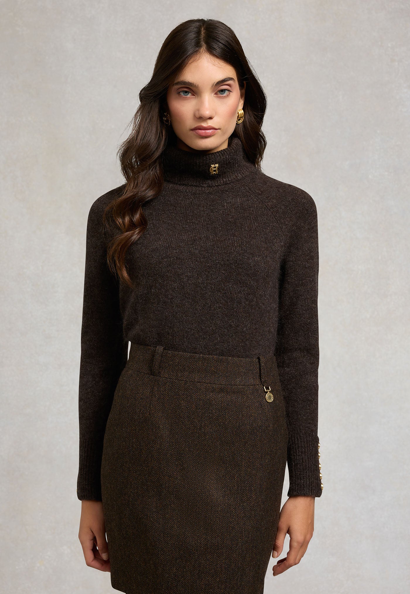 Regency Skirt - Chocolate Herringbone