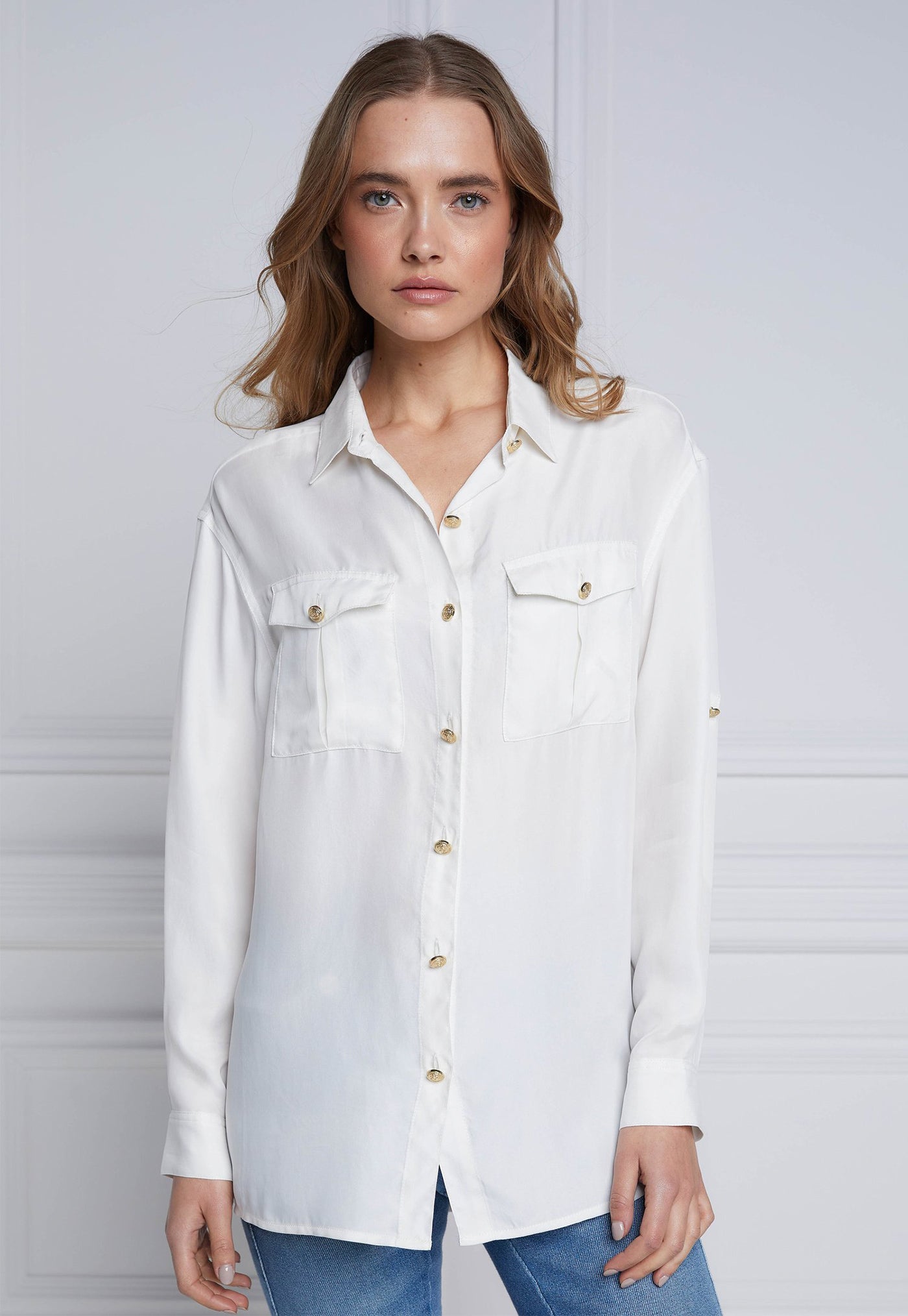Relaxed Fit Military Shirt - Cream