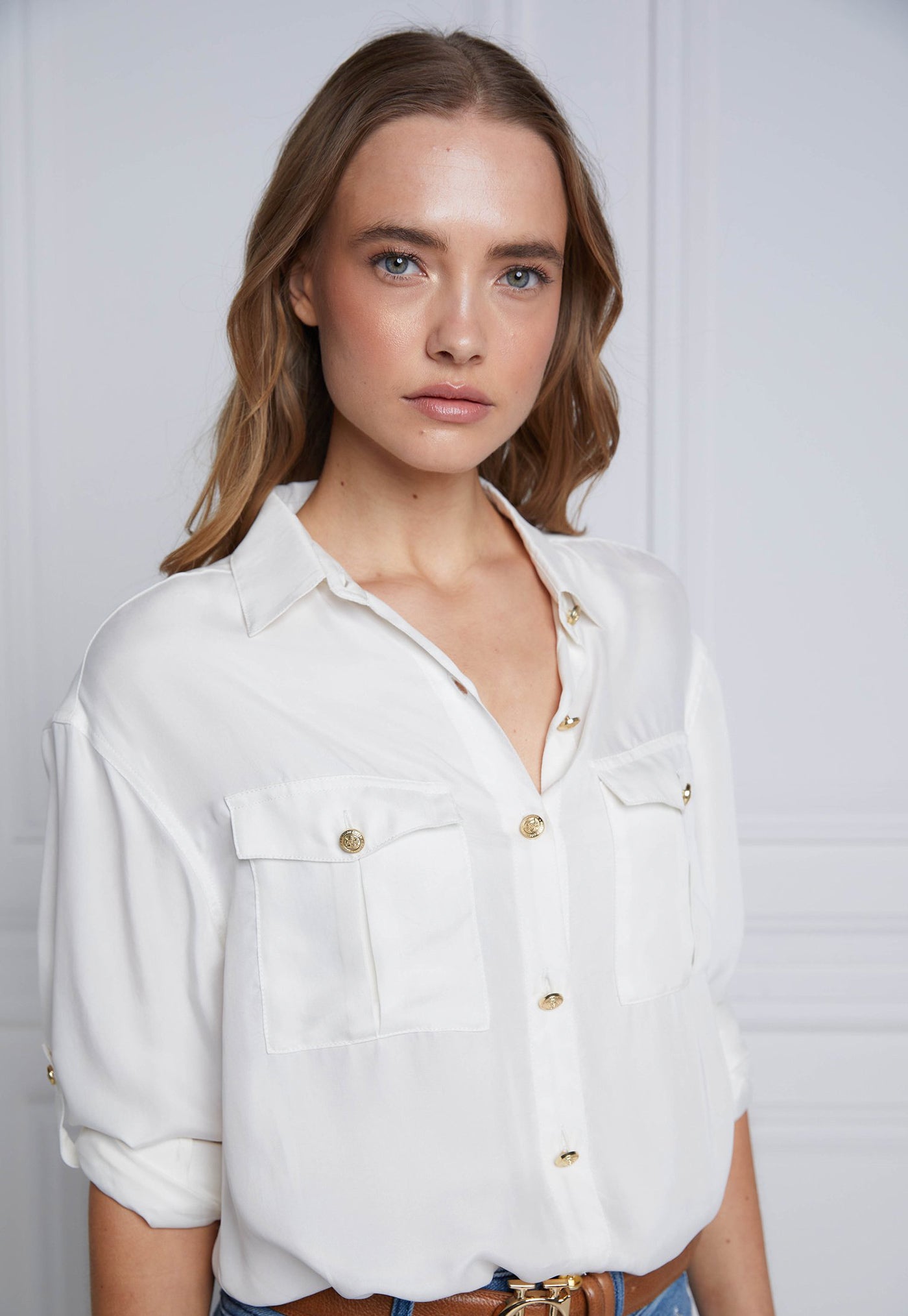 Relaxed Fit Military Shirt - Cream