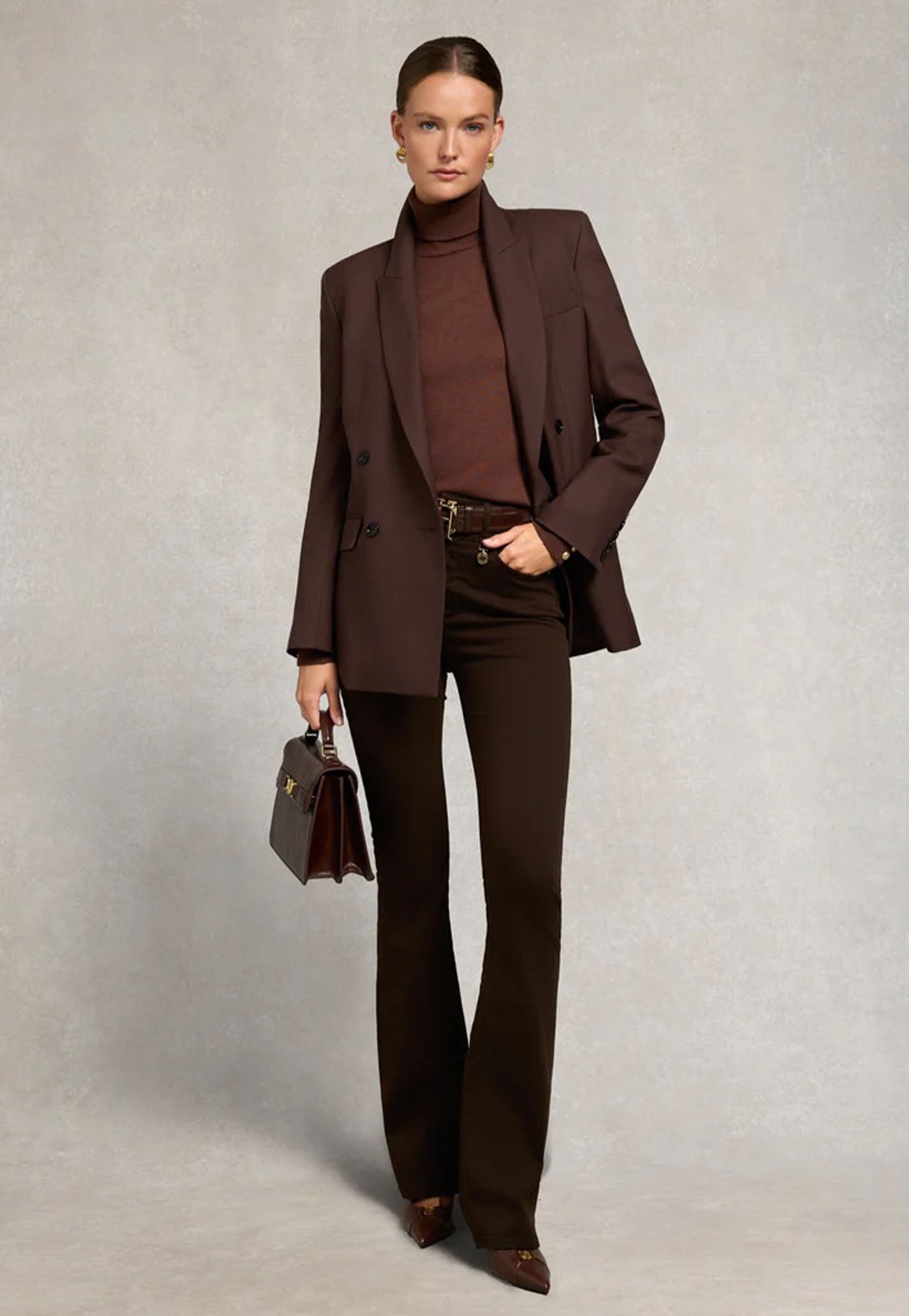 Structured Kelsie Roll Neck Knit - Cocoa
