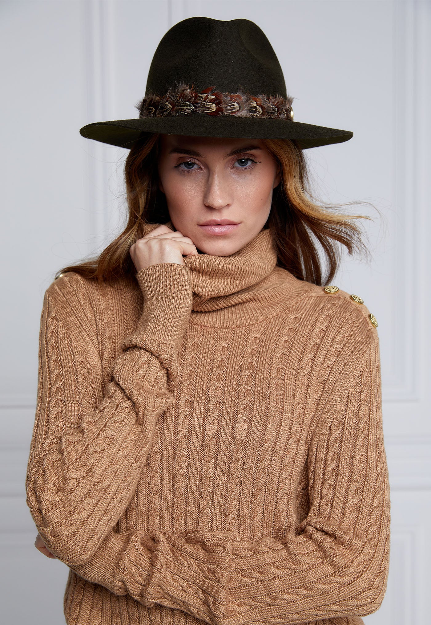 Trilby Hat Double Feather Band - Forest Green