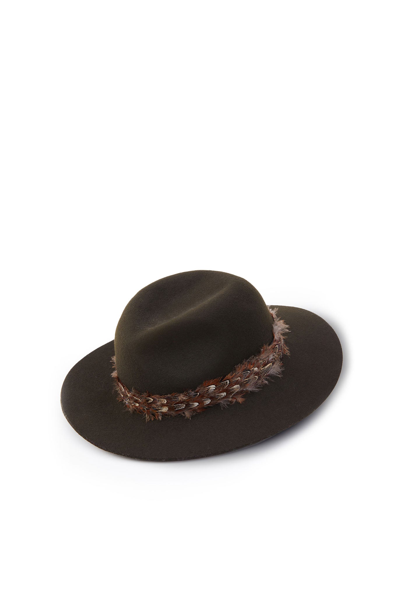 Trilby Hat Double Feather Band - Forest Green