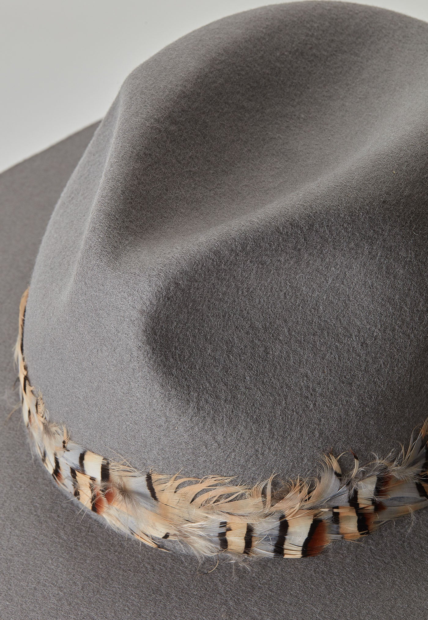 Trilby Hat Double Feather Band - Light Grey