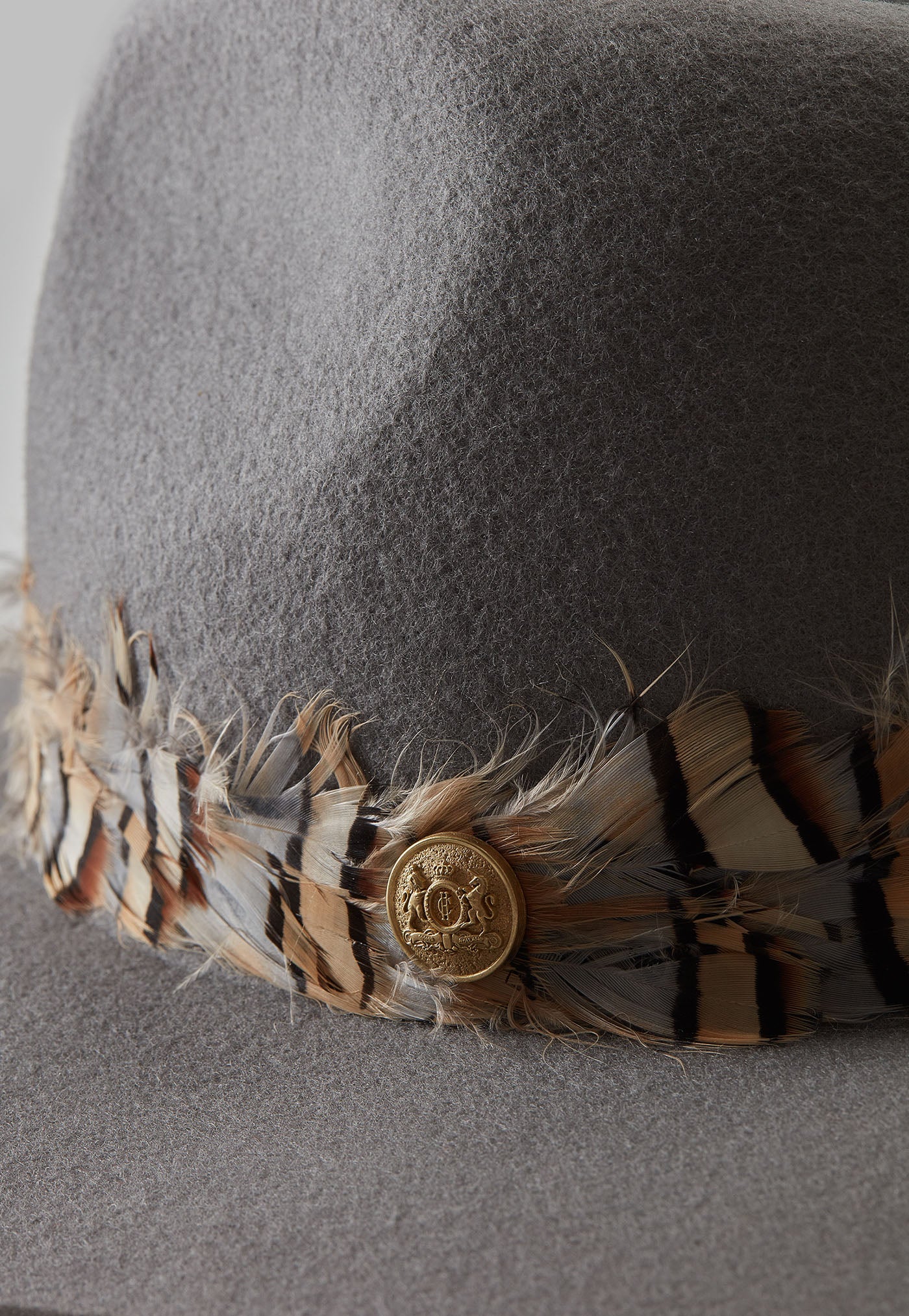 Trilby Hat Double Feather Band - Light Grey