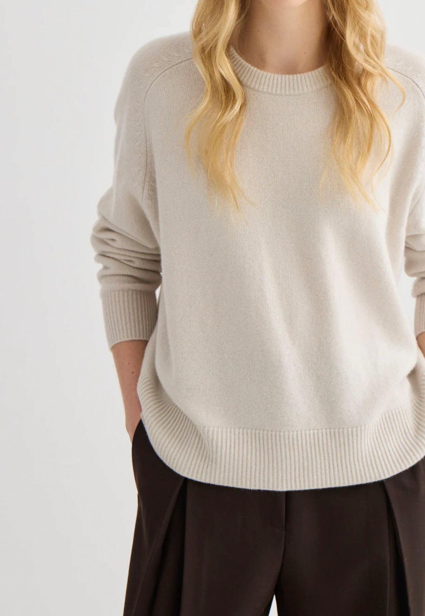 Cashmere Oversized Crewneck - Oyster