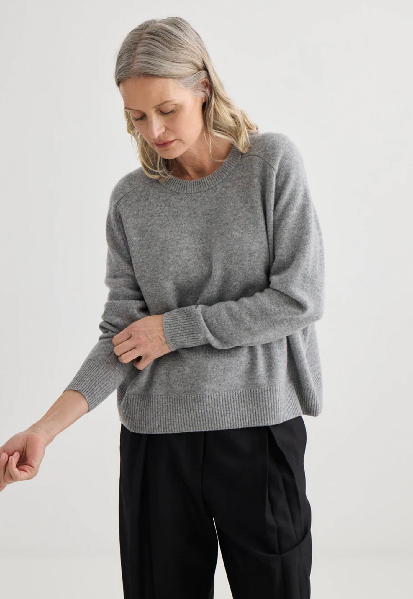 Cashmere Oversized Crewneck - Grey Marle