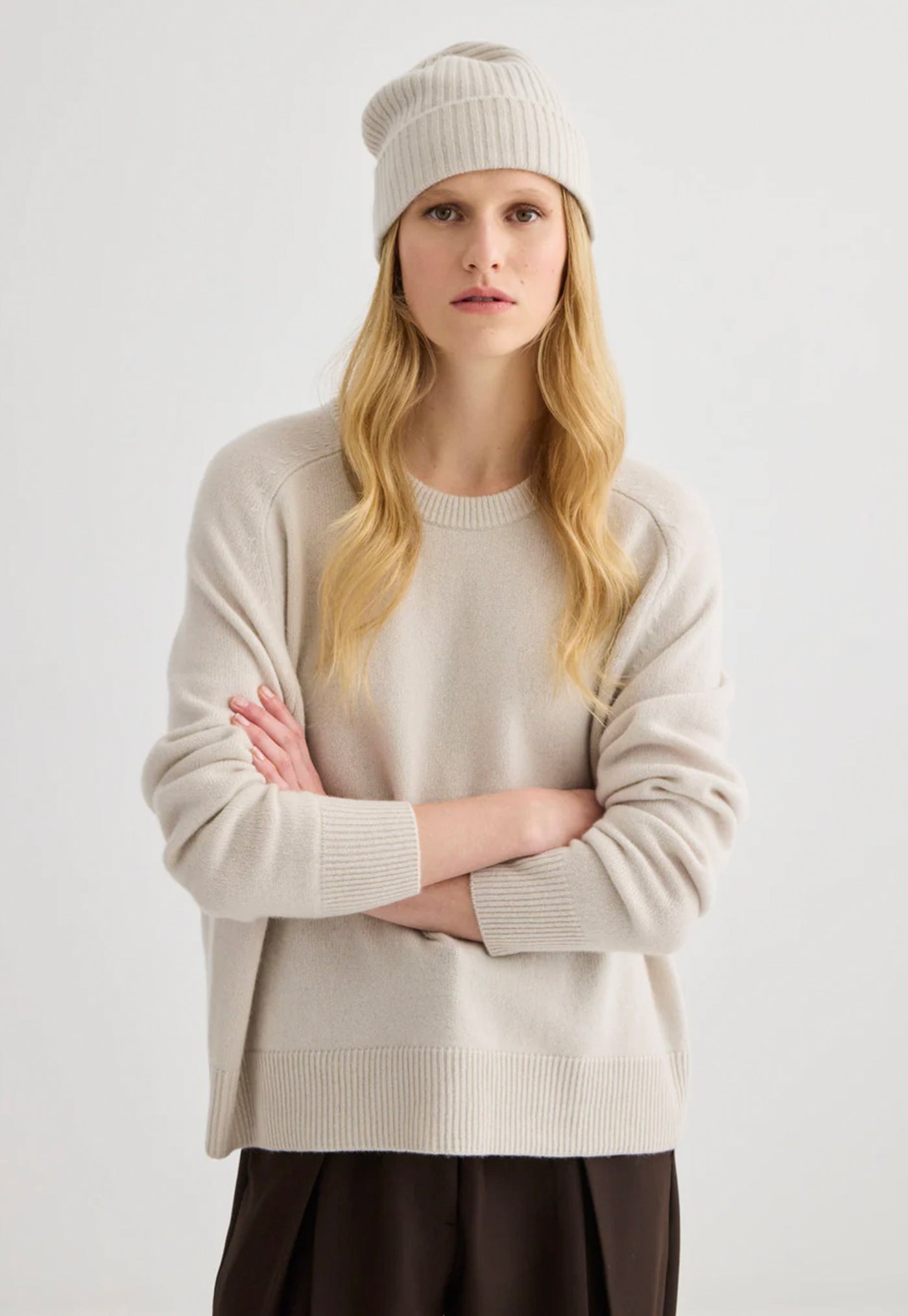 Cashmere Oversized Crewneck - Oyster
