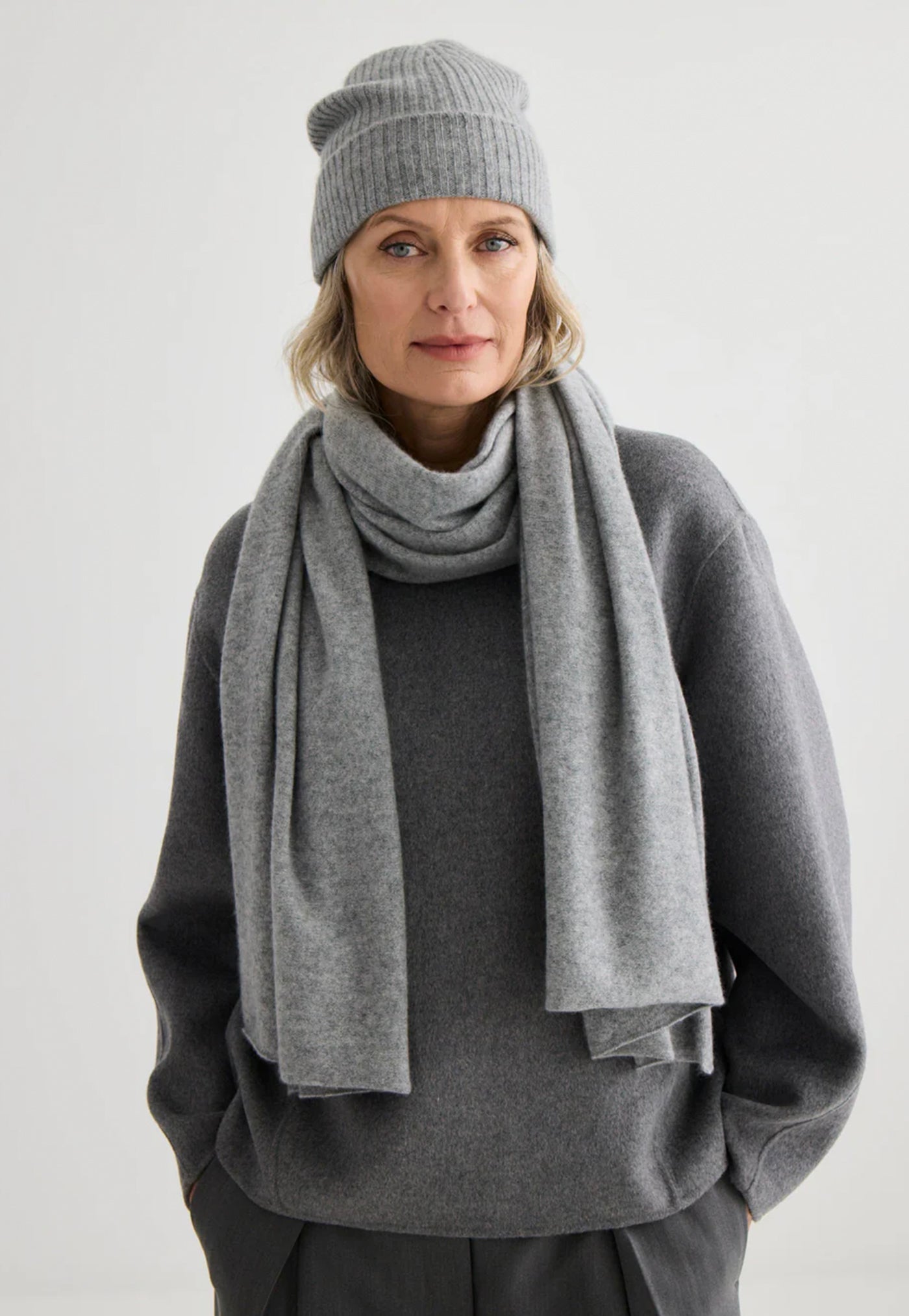 Cashmere Scarf 180 x 60cm - Grey Marle