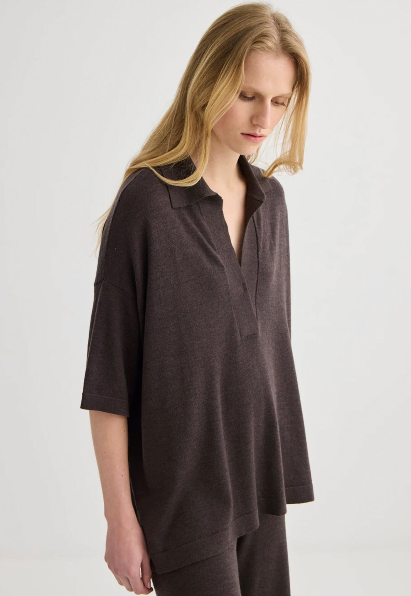 Relaxed Merino Polo - Truffle