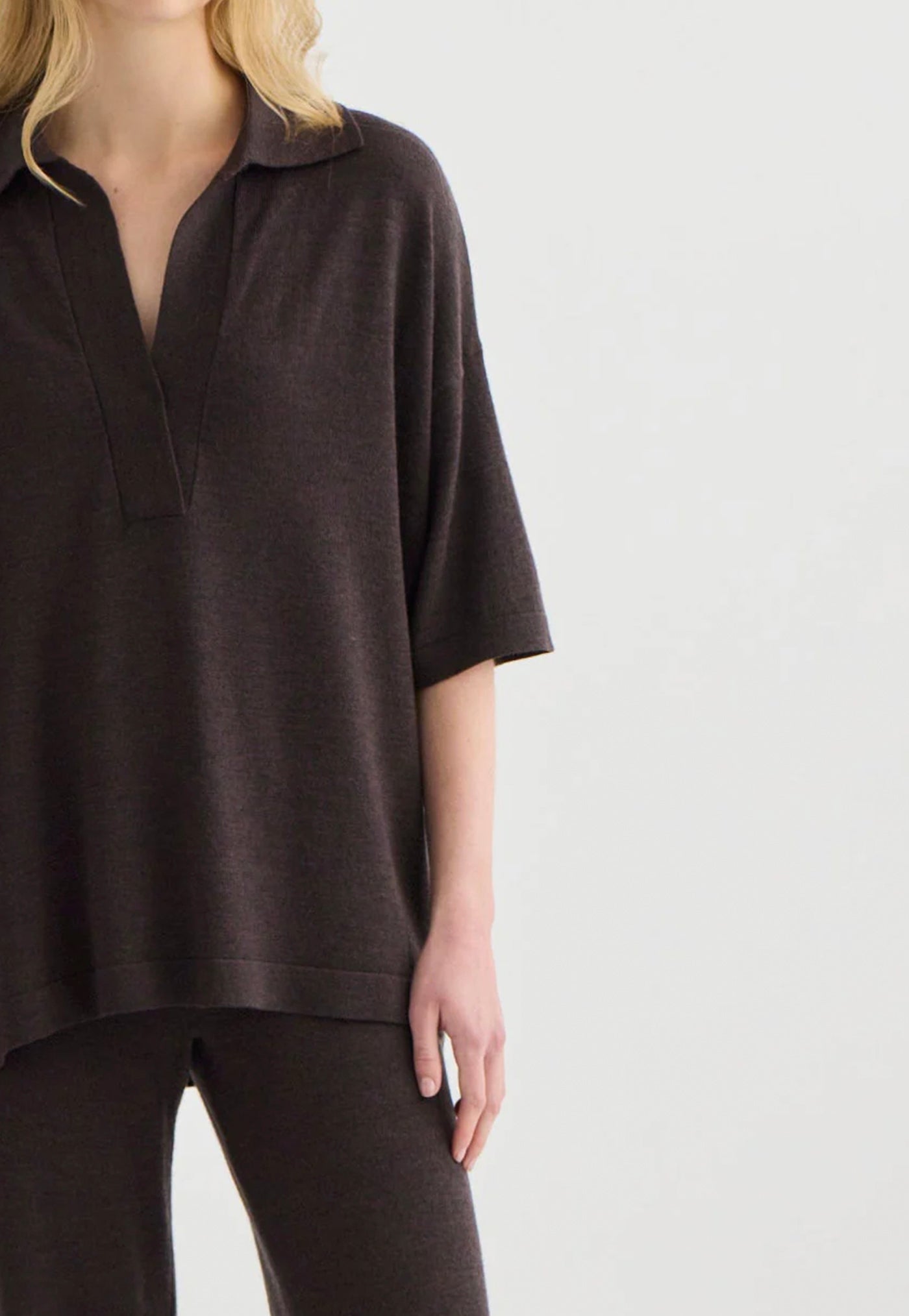 Relaxed Merino Polo - Truffle