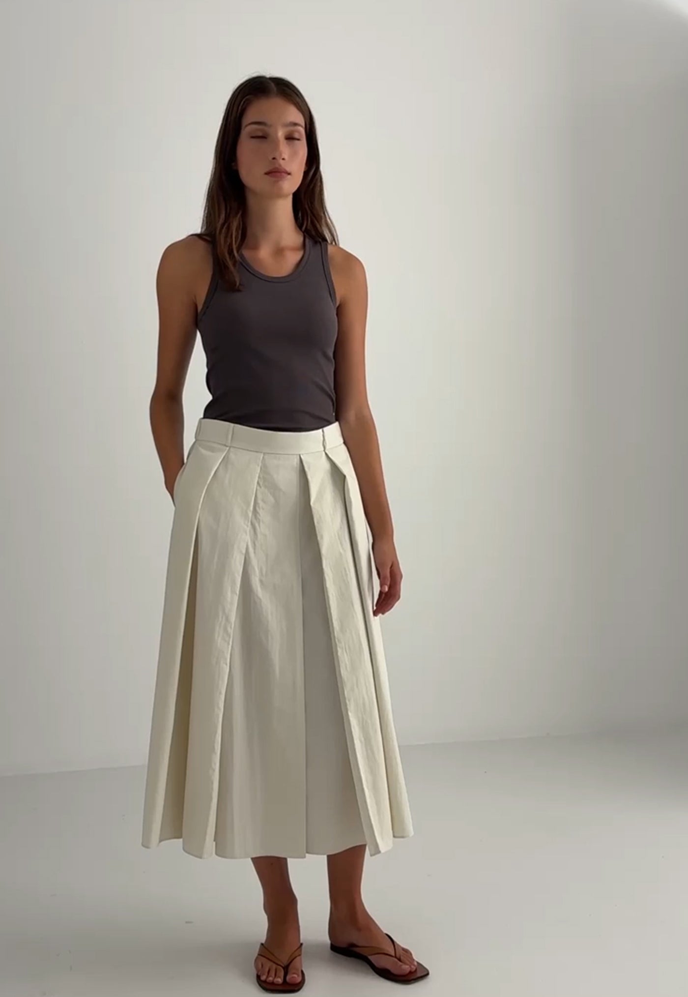 Ellis Pleated Skirt - Cream