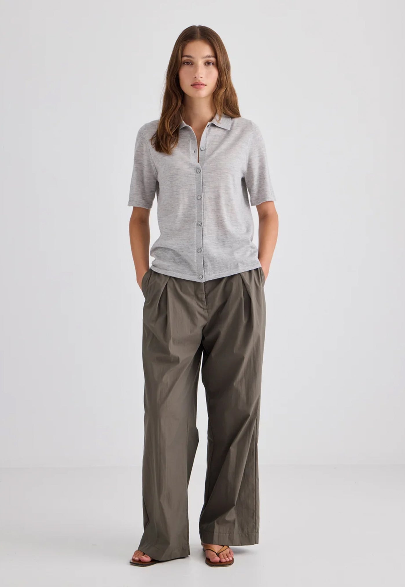 Featherlight Cashmere Shirt - Grey Marle