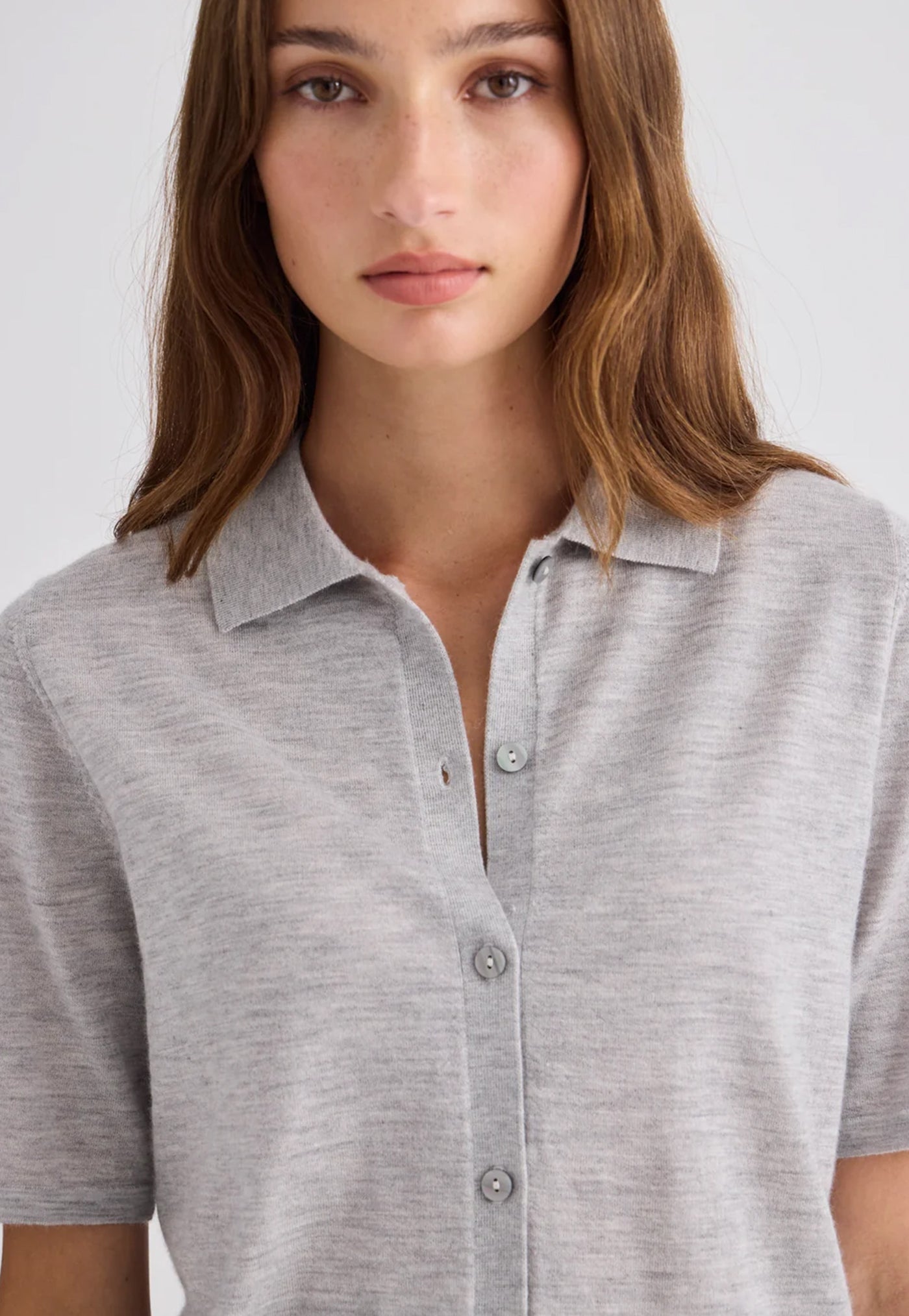 Featherlight Cashmere Shirt - Grey Marle