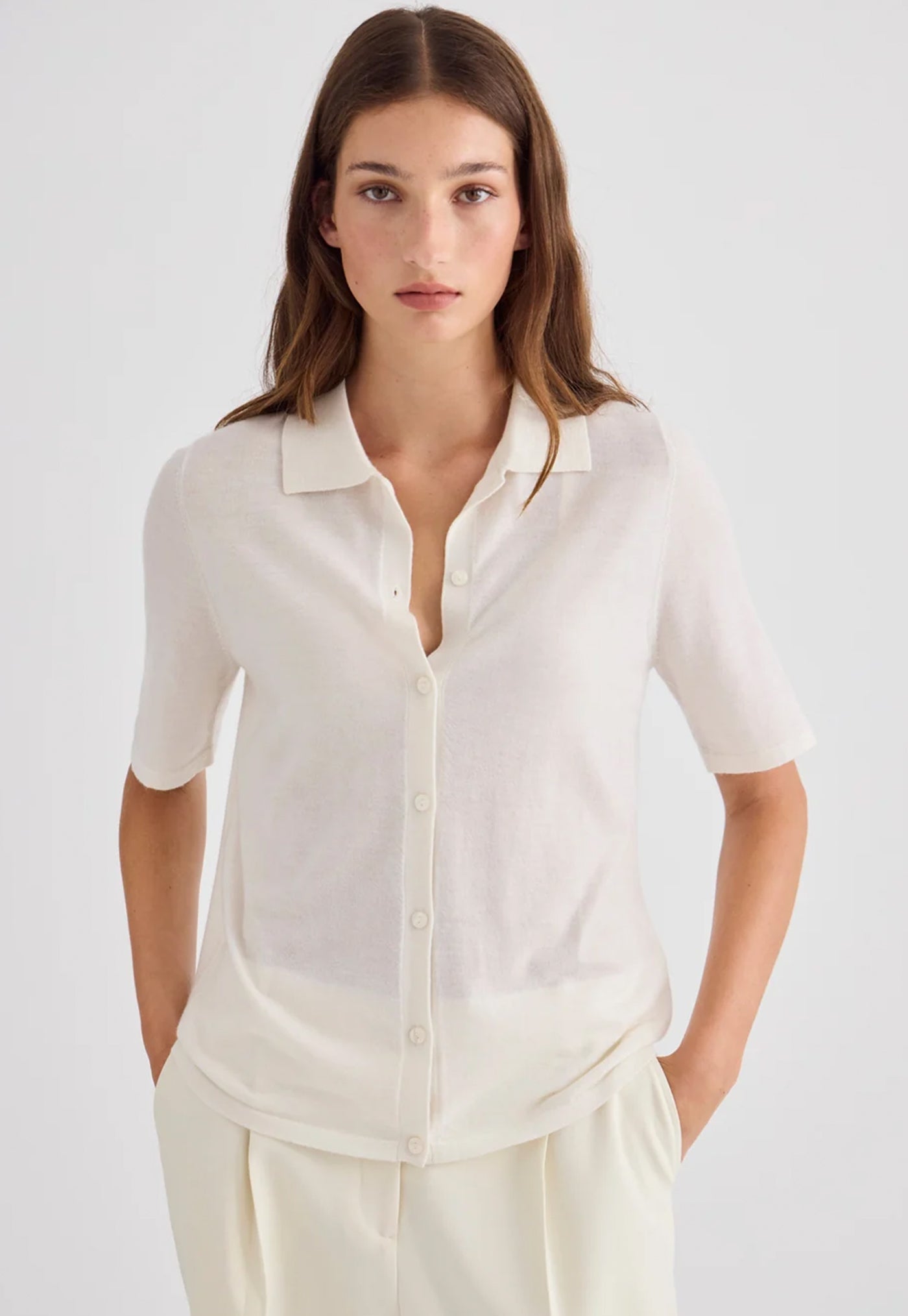 Featherlight Cashmere Shirt - Cream